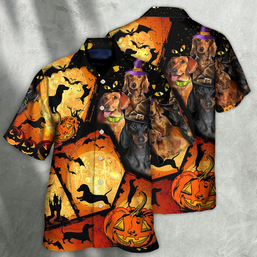 Dachshund Hawaiian Shirt, Halloween Dachshund Pumpkin Scary Aloha Hawaiian Shirt For Summer, Dog Hawaiian Shirt For Men Women, Dog Lover, Family - Image 2