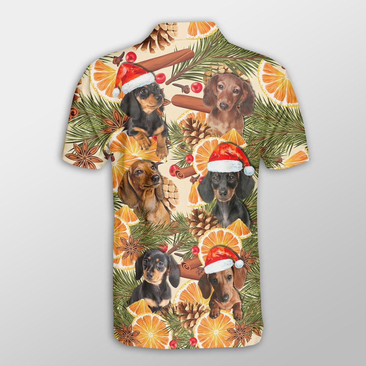 Dachshund Men Polo Shirts - Dachshund Merry Christmas Stocking Candy Dog Button Shirts For Men - Perfect Gift For Dachshund Lovers, Christmas Gifts - Image 3