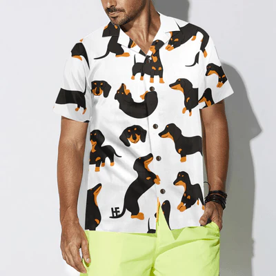 Dachshund Pattern Hawaiian Shirt, Dachshund Aloha Shirt For Men - Perfect Gift For Dachshund Lovers, Husband, Boyfriend, Friend, Family - Image 4