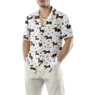 Dachshund Seamless Pattern Hawaiian Shirt, Dachshund Aloha Shirt For Men - Perfect Gift For Dachshund Lovers, Husband, Boyfriend, Friend, Family - Image 4