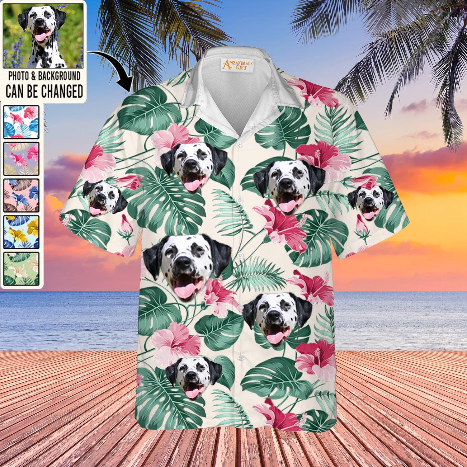 Dalmatian Face Custom Aloha Hawaii Shirt - Dog Custom Photo With Tropical Pattern Personalized Hawaiian Shirt - Perfect Gift For Dog Lovers, Friend, Family