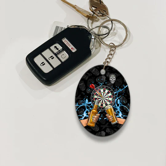Darts And Beer That's Why I'm Here Blue For Darts Players Acrylic Keychain - Christmas Gift For Darts Lovers, Family, Friends - Image 5