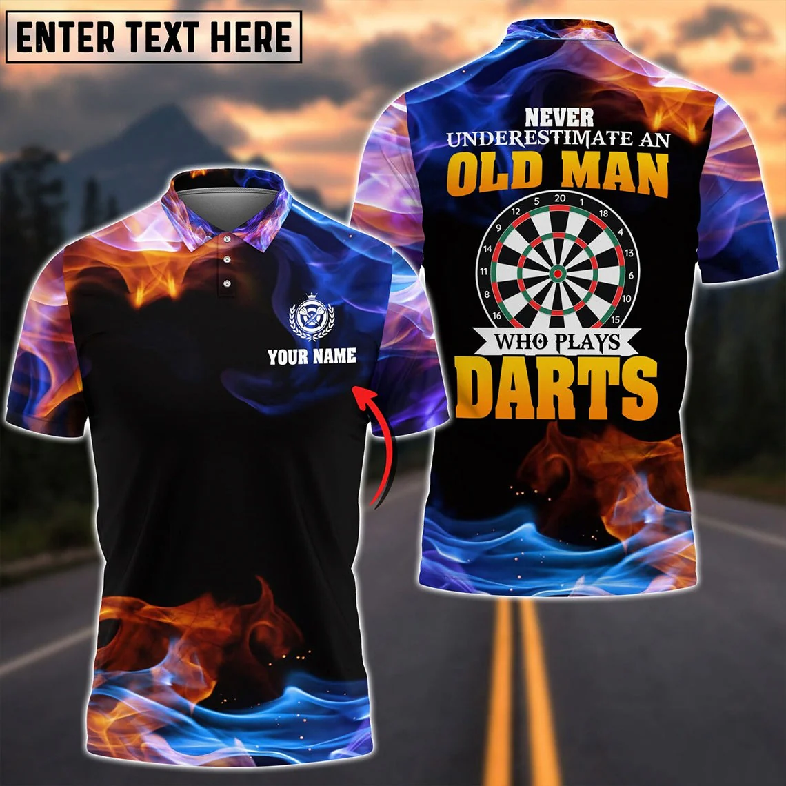 Darts Custom Men Polo Shirt - Never Underestimate An Old Man Who Play Darts Personalized Darts Polo Shirt