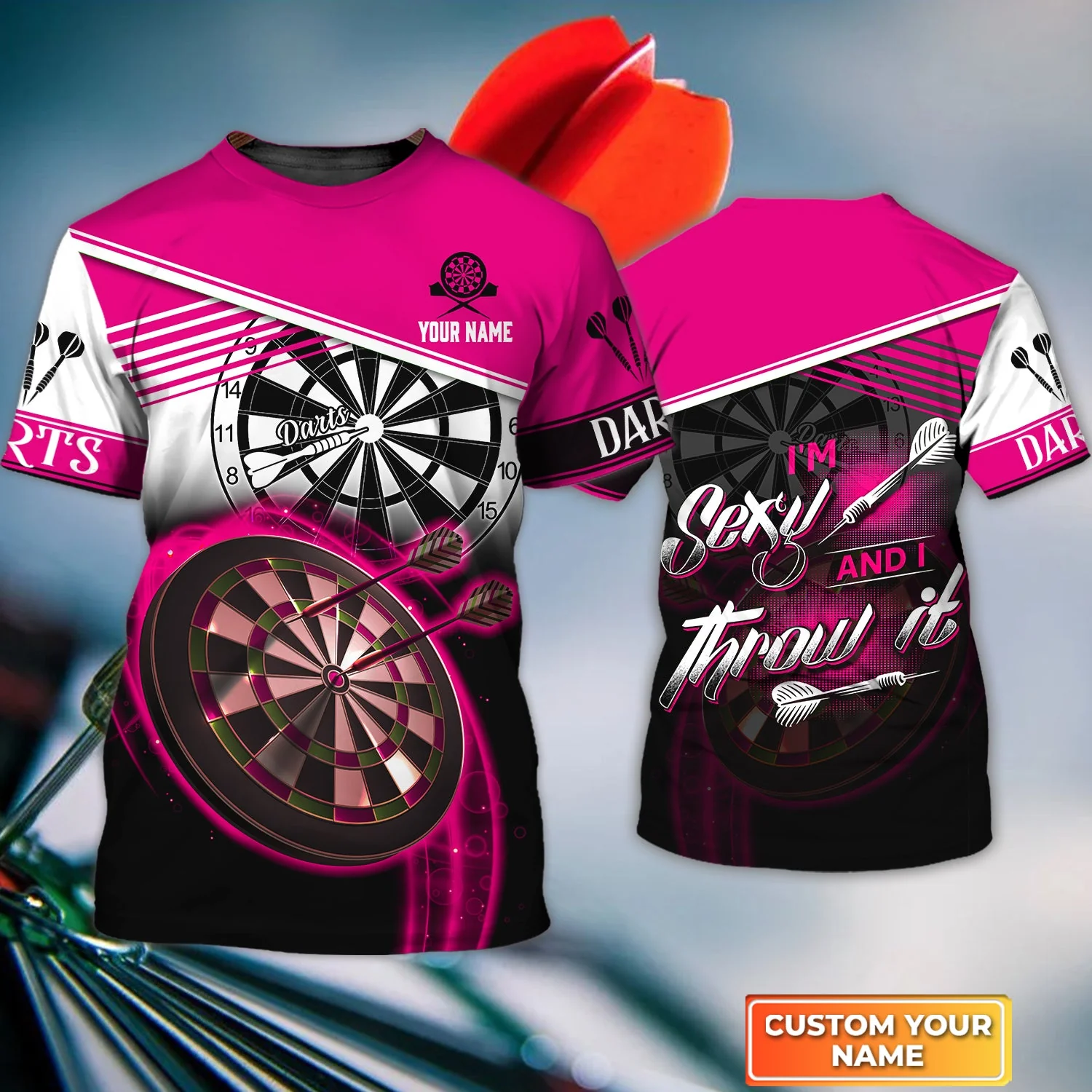 Darts Custom Name Aloha Hawaiian Shirt For Summer, Pink Dart Board Personalized Hawaiian Shirt, Gift For Darts Team Players, I'm Sexy And I Throw It - Image 7