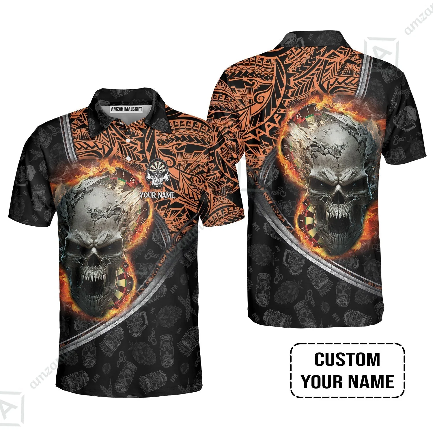Darts Custom Name Hoodie, Skull Maori Tattoo And Darts Custom Name Hoodie, Flame Bullseye Dartboard Personalized Hoodie - Image 5