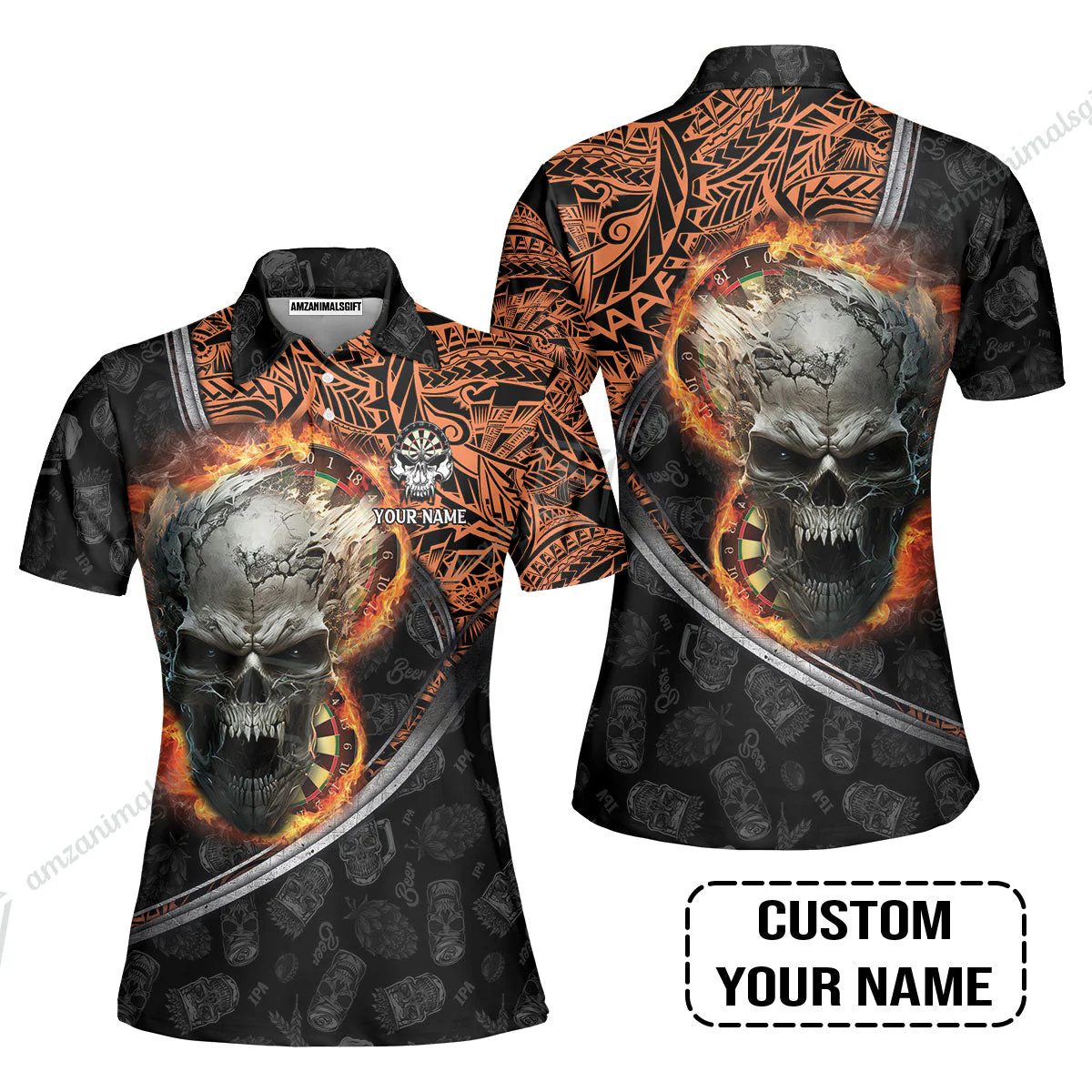 Darts Custom Name Hoodie, Skull Maori Tattoo And Darts Custom Name Hoodie, Flame Bullseye Dartboard Personalized Hoodie - Image 7