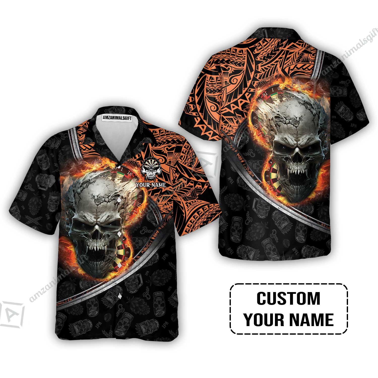 Darts Custom Name Hoodie, Skull Maori Tattoo And Darts Custom Name Hoodie, Flame Bullseye Dartboard Personalized Hoodie - Image 8