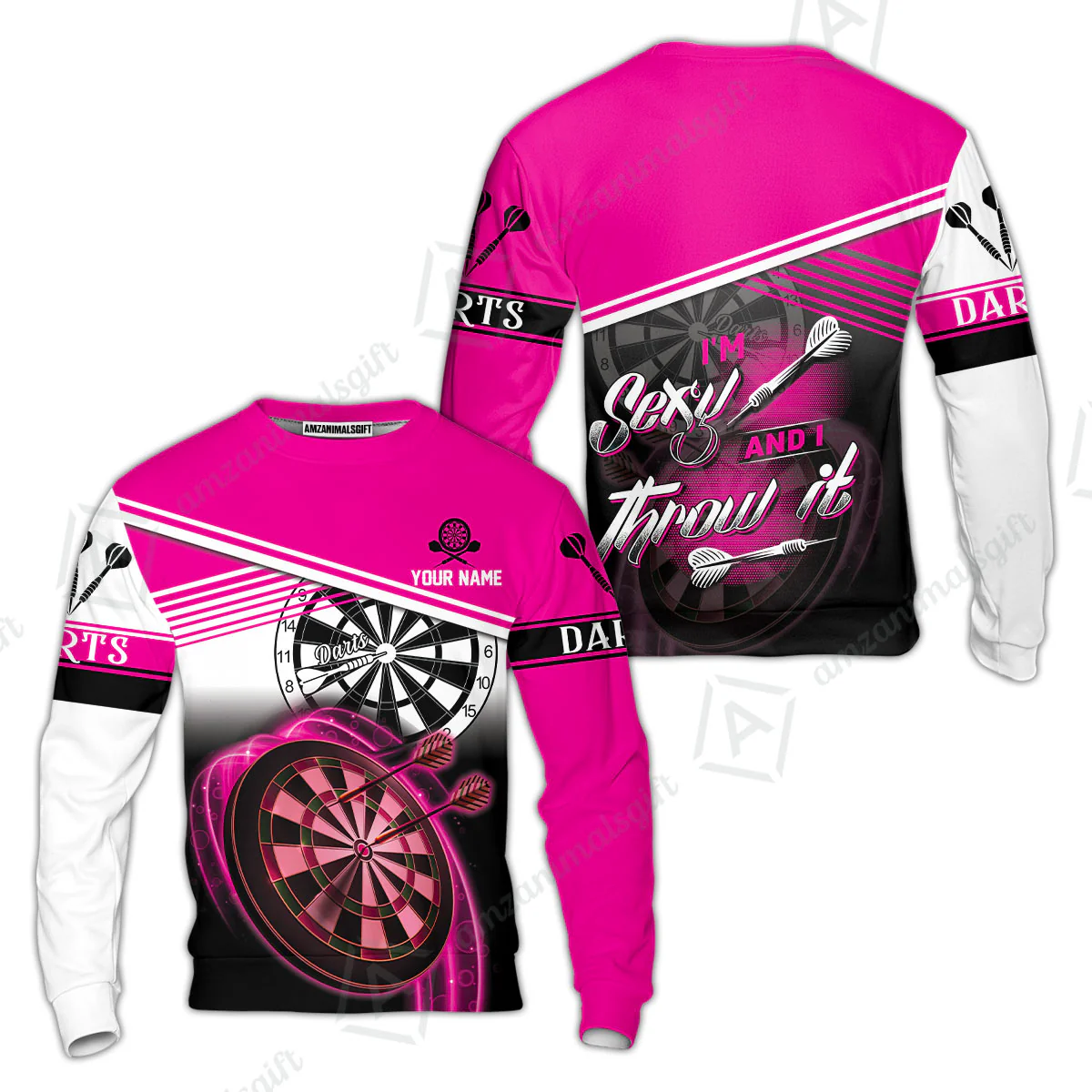 Darts Custom Name Men Polo Shirt, Dartboard Personalized Pink Men Polo Shirt Gift For Darts Lovers, Friend, Team, I'm Sexy And I Throw It - Image 10