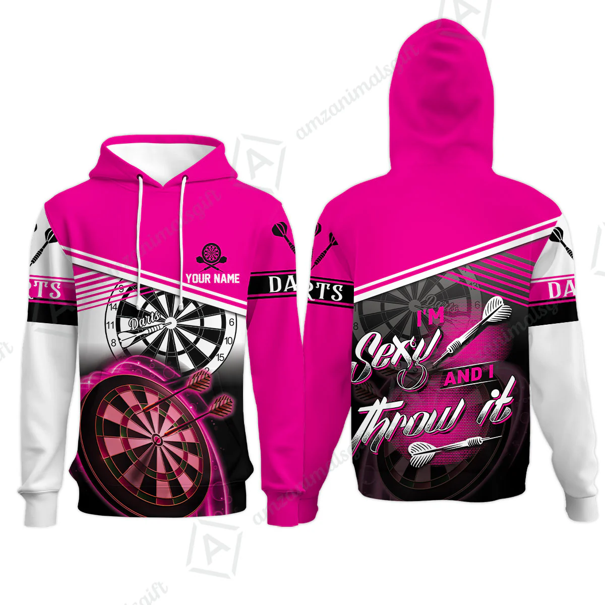 Darts Custom Name Men Polo Shirt, Dartboard Personalized Pink Men Polo Shirt Gift For Darts Lovers, Friend, Team, I'm Sexy And I Throw It - Image 6
