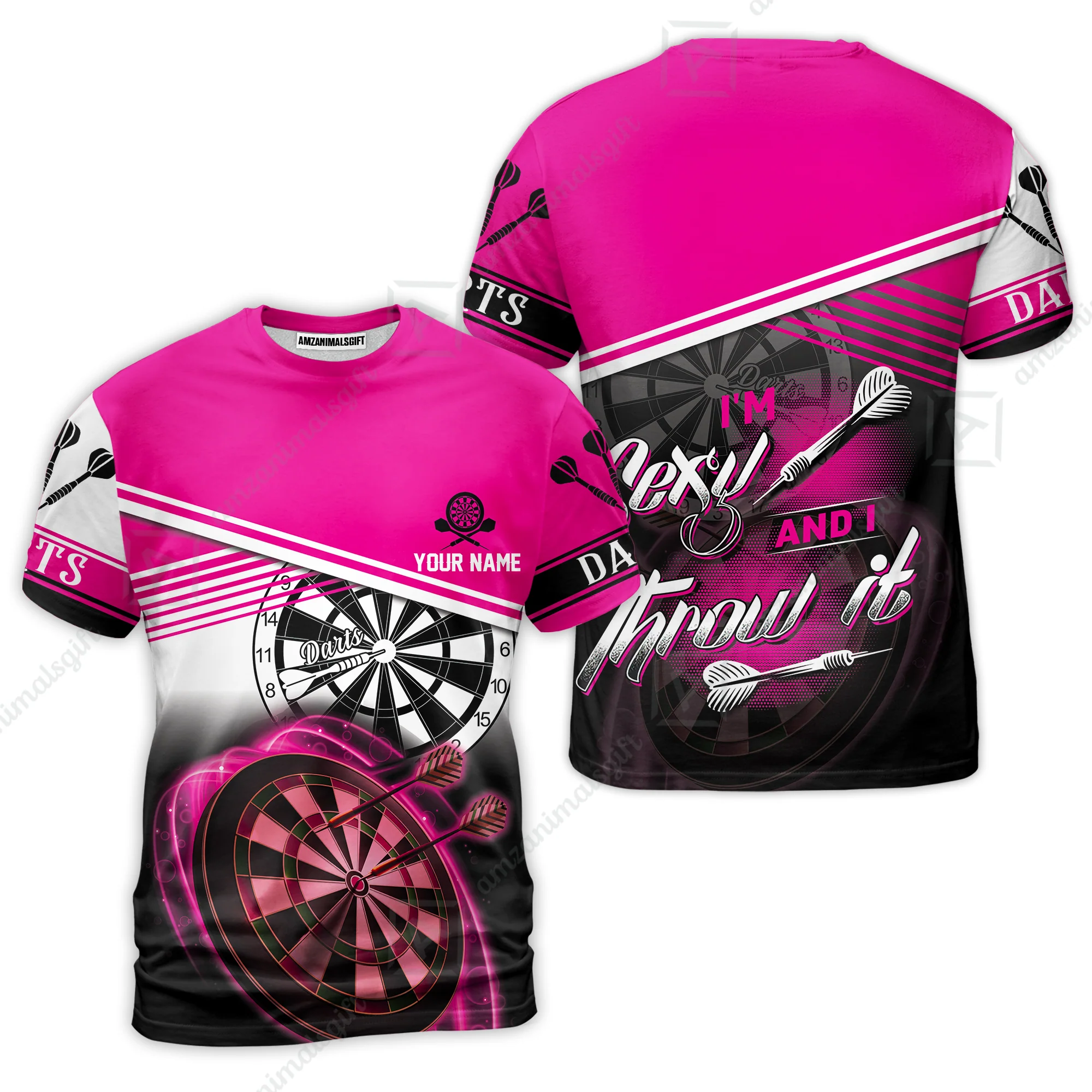 Darts Custom Name Men Polo Shirt, Dartboard Personalized Pink Men Polo Shirt Gift For Darts Lovers, Friend, Team, I'm Sexy And I Throw It - Image 8