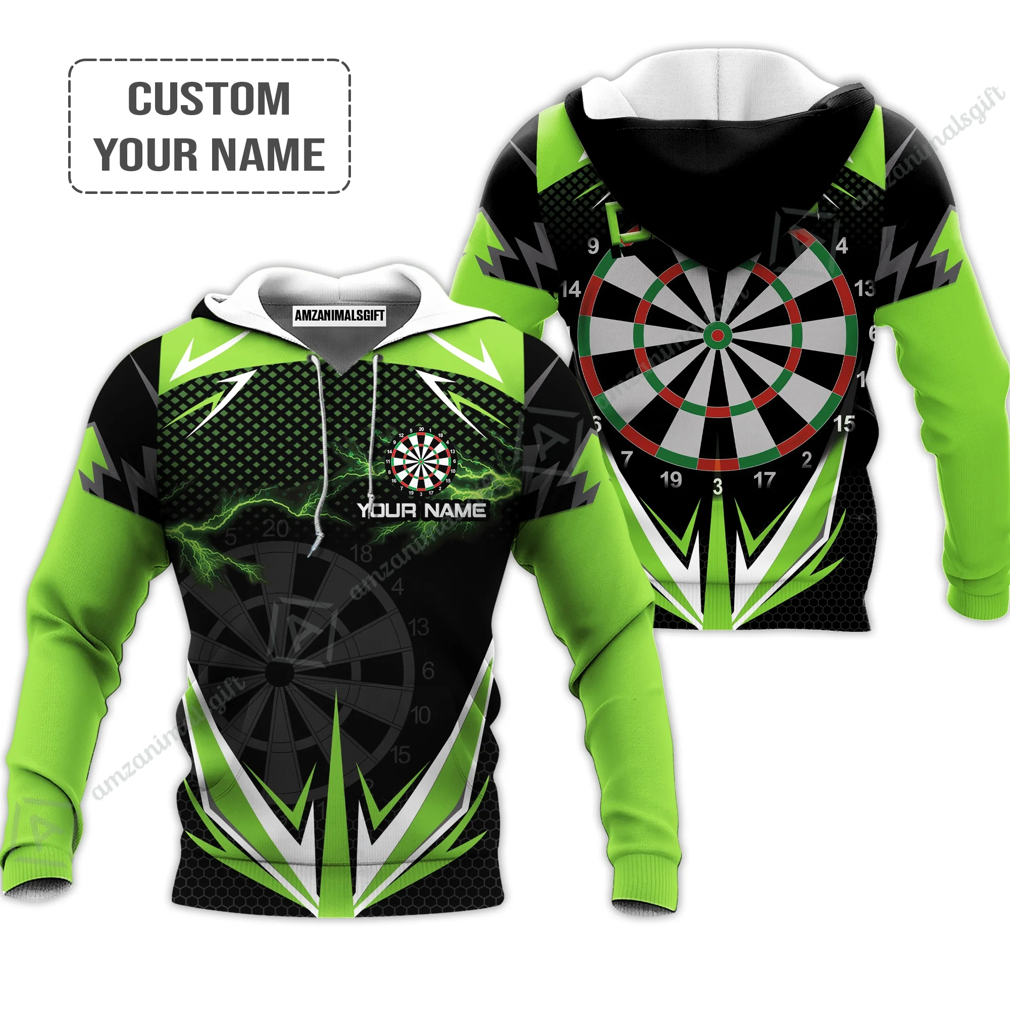 Darts Custom Name Men Polo Shirt, Green Darts Lightning Personalized Men Polo Shirt Gift For Darts Lovers, Friend, Darts Team Player - Image 8