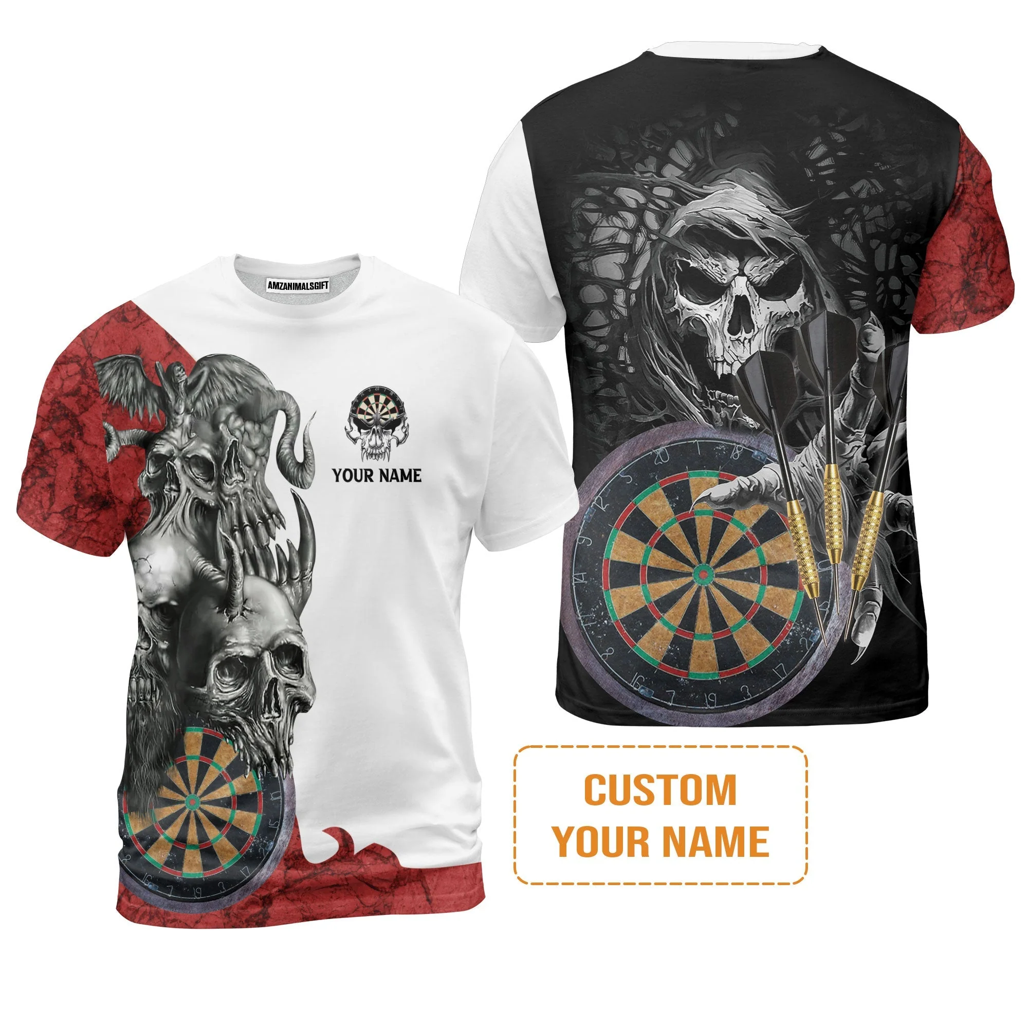 Darts Custom Name Sweater, Dartboard Skull Personalized Sweater - Image 7