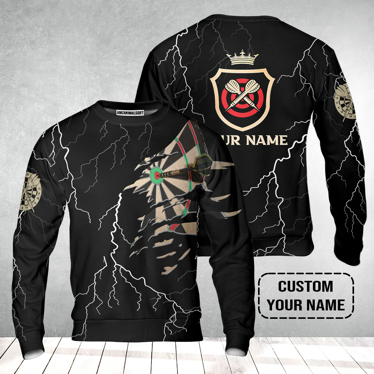 Darts Custom Name Sweatshirt, Darts Target Personalized Sweatshirt