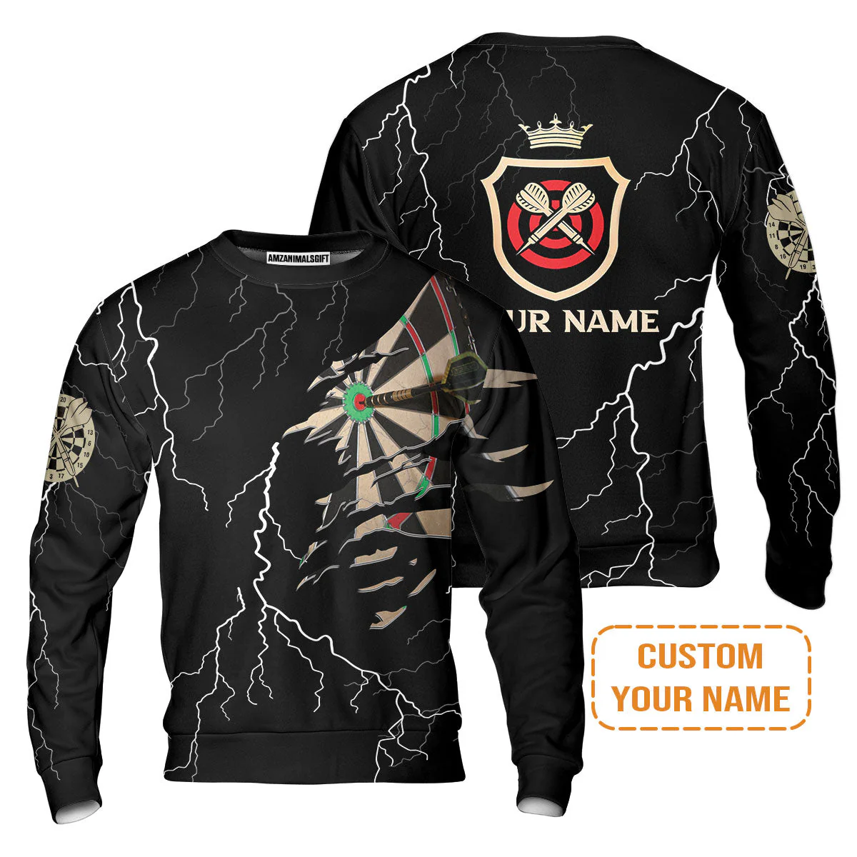 Darts Custom Name Sweatshirt, Darts Target Personalized Sweatshirt - Image 2