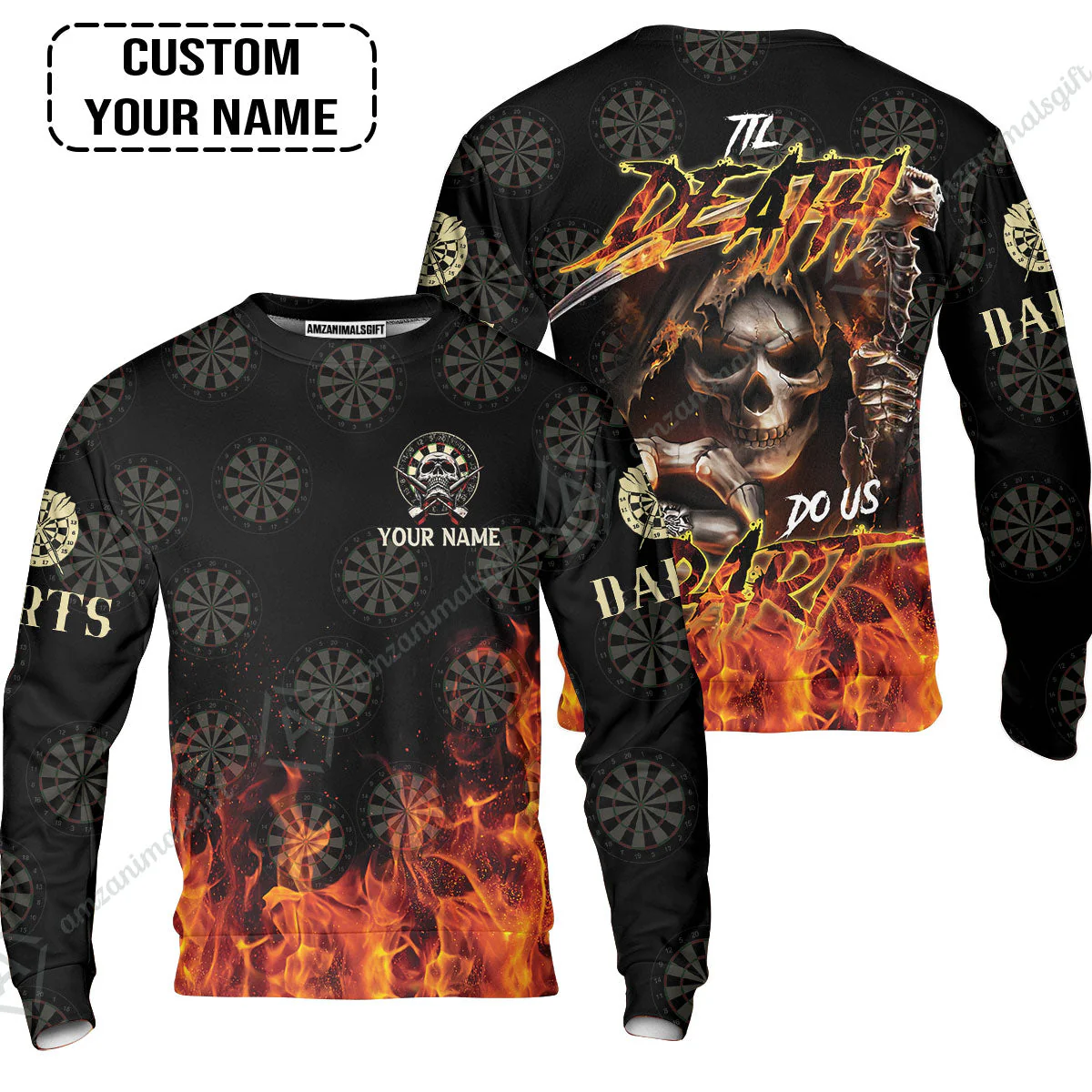 Darts Custom Name Sweatshirt- Til Death Do Us Dart Dartboard Personalized Sweatshirt