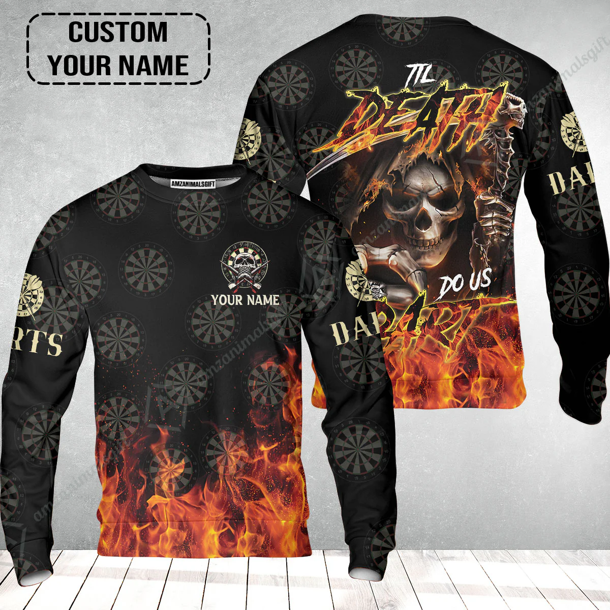 Darts Custom Name Sweatshirt- Til Death Do Us Dart Dartboard Personalized Sweatshirt - Image 2