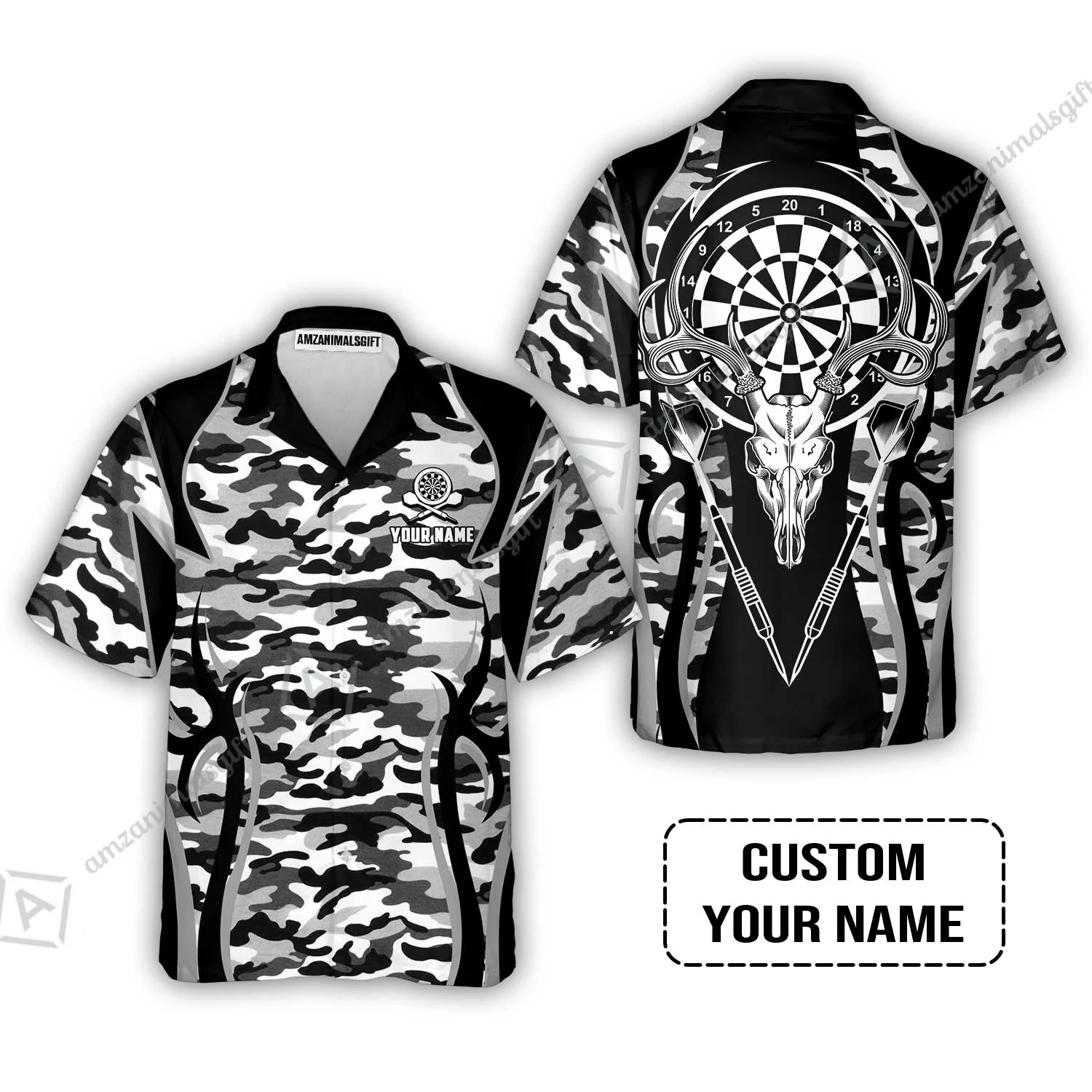 Darts Custom Name Zip Polo Shirt, Camo Darts And Deer Personalized Zip Polo Shirt - Image 8