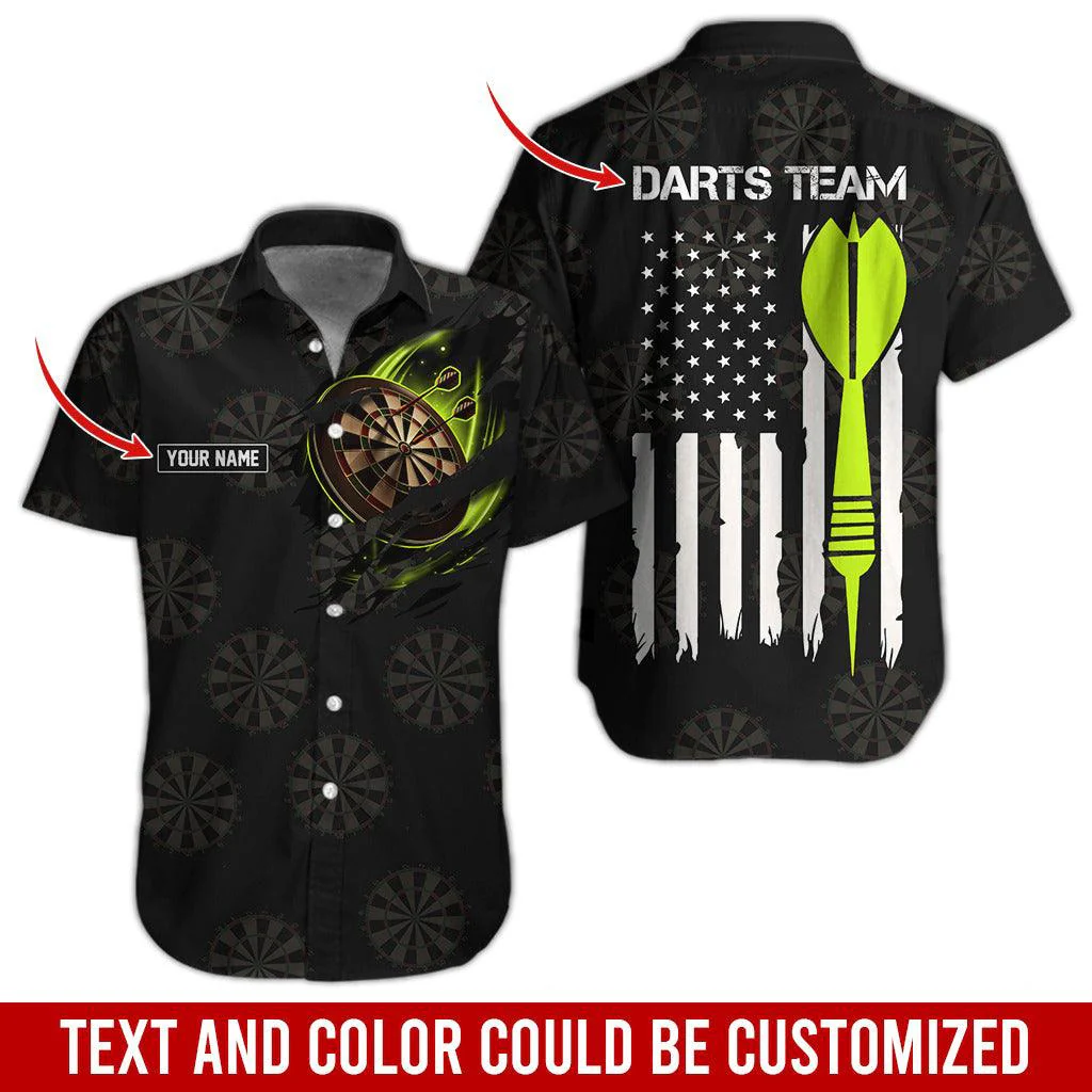 Darts Hawaiian Shirt Custom Name, Darts Team American Flag Personalized Aloha Hawaiian Shirts - Gift For Friend, Family - Image 4
