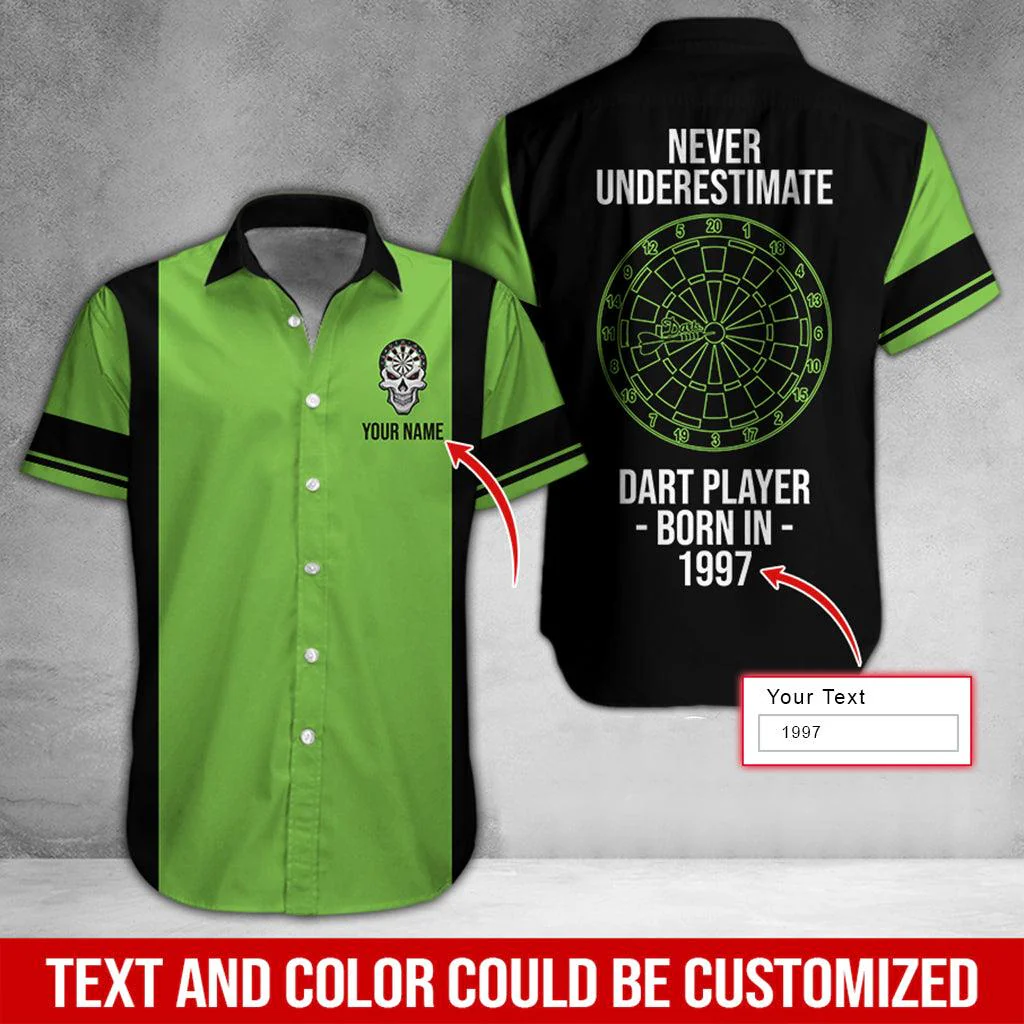 Darts Hawaiian Shirt Custom Name, Never Underestimate Dart Player Born In Uniforms Personalized Aloha Hawaiian Shirts - Gift For Darts Lovers, Friend, Family - Image 5