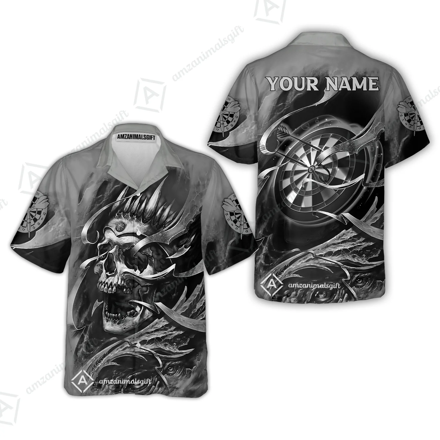 Darts Men Polo Shirt Custom Name - Green Skull Dartboard Personalized Polo Shirt For Men - Gift For Darts Player, Friend, Family - Image 17
