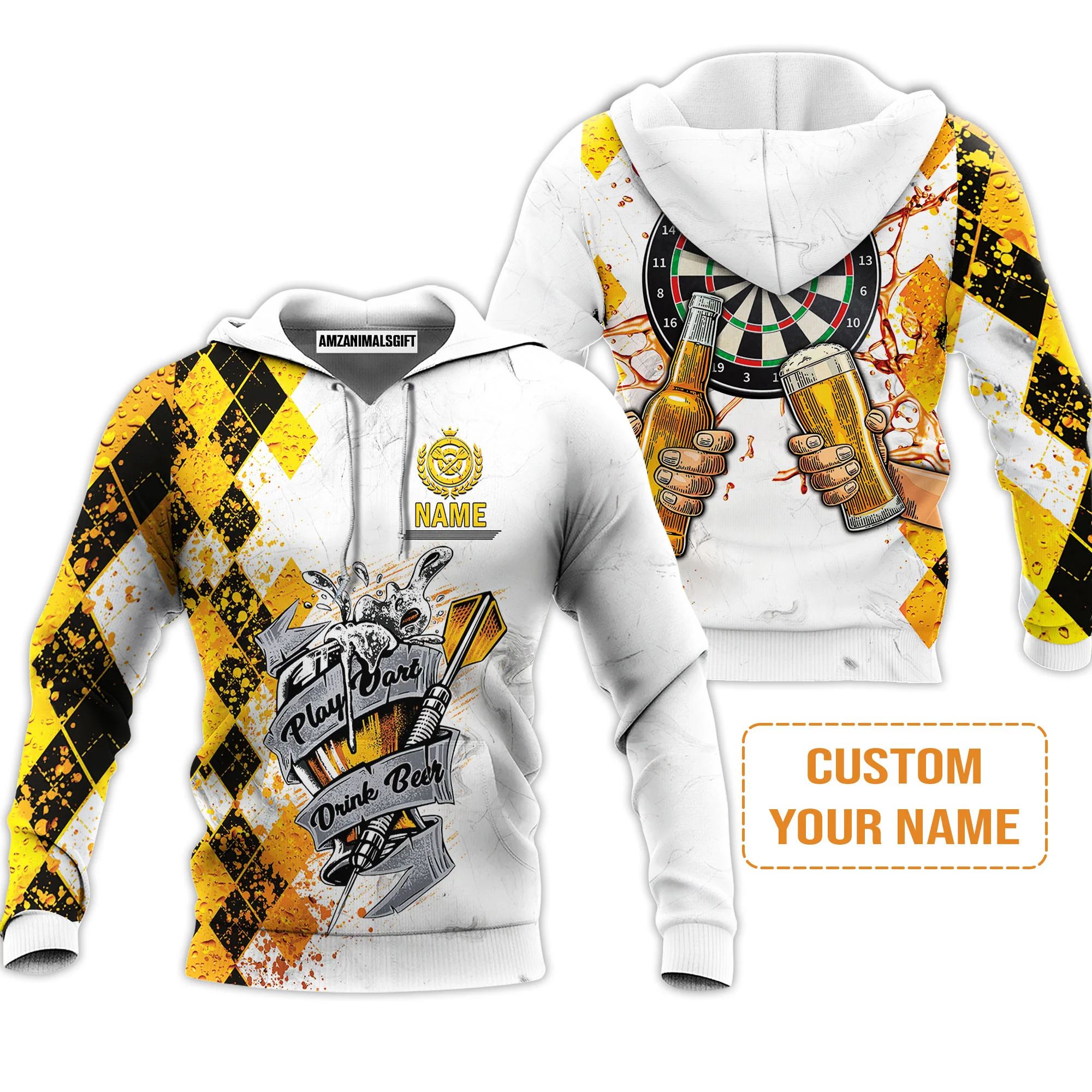 Darts Polo Shirts Personalised, Play Dart Drink Beer Argyle Pattern Custom Name Men Polo Shirt - Perfect Gift For Men, Darts Player, Darts Lover - Image 5