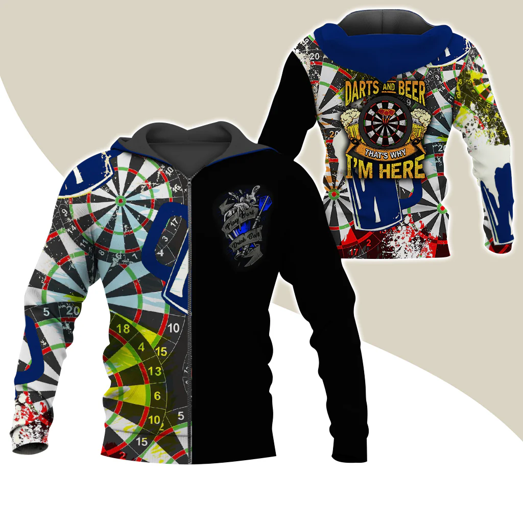Darts Premium Zip Hoodie, Darts & Beer That’s Why I’m Here Zip Hoodie For Men & Women - Gift For Darts Lovers, Darts Players - Image 10
