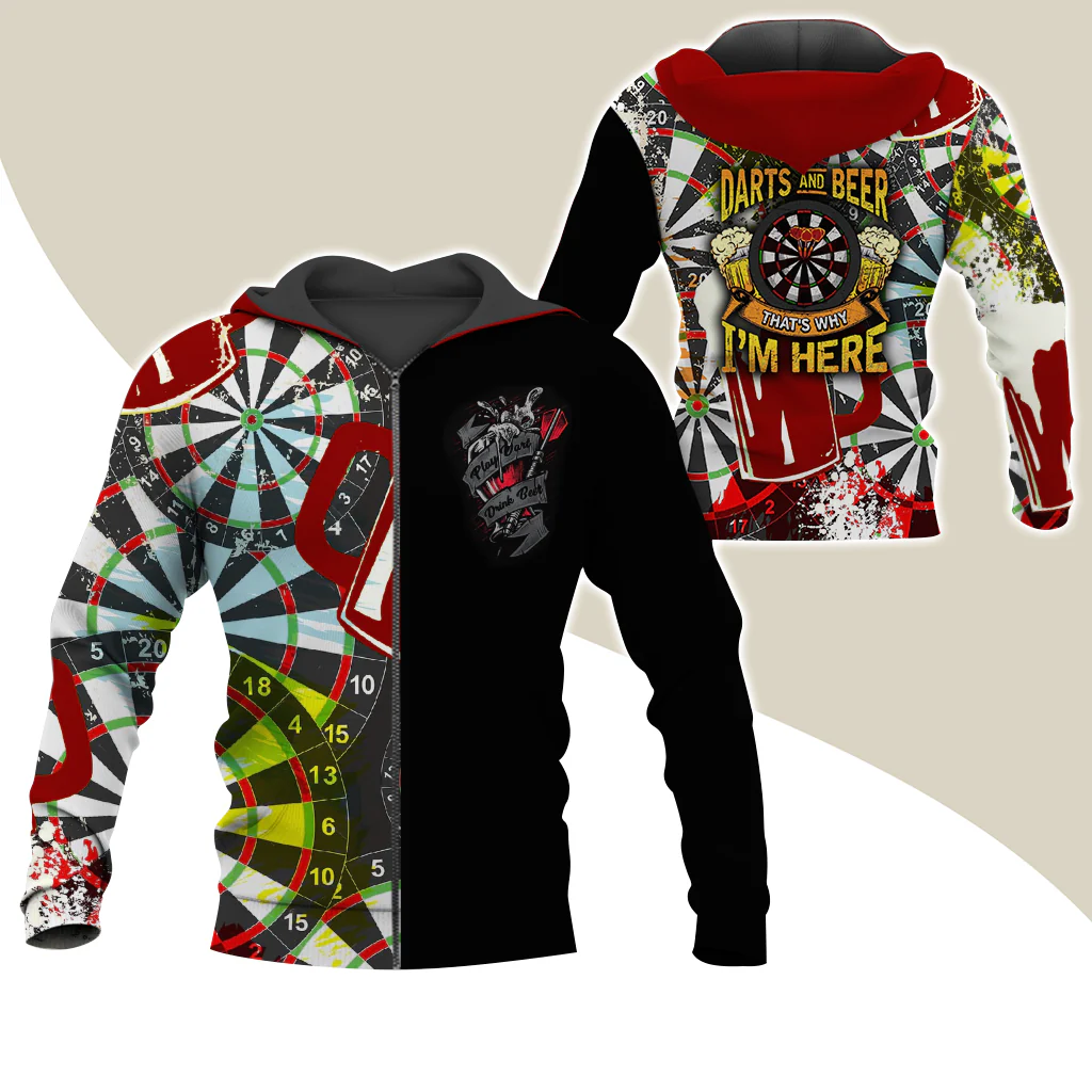 Darts Premium Zip Hoodie, Darts & Beer That’s Why I’m Here Zip Hoodie For Men & Women - Gift For Darts Lovers, Darts Players - Image 11
