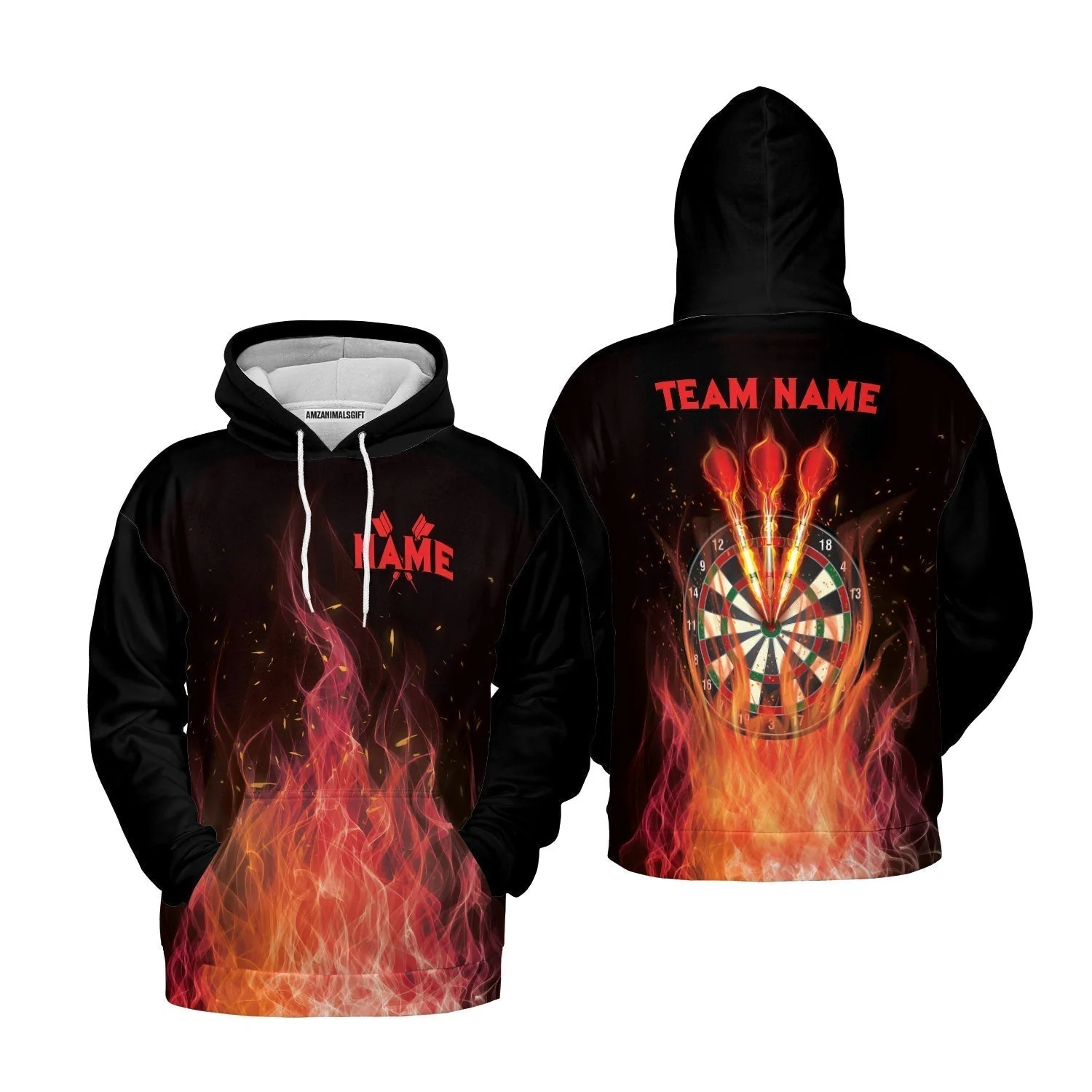 Darts Sweatshirt Custom Name And Team Name, Darts Flame Player Uniform, Personalized Shirt For Darts Lovers, Darts Players - Image 3