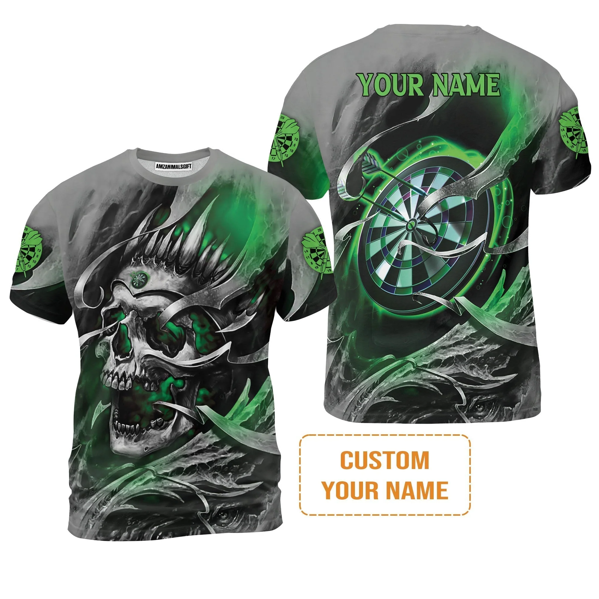 Darts Sweatshirt Custom Name - Green Skull Dartboard Personalized Sweatshirt For Men - Image 7