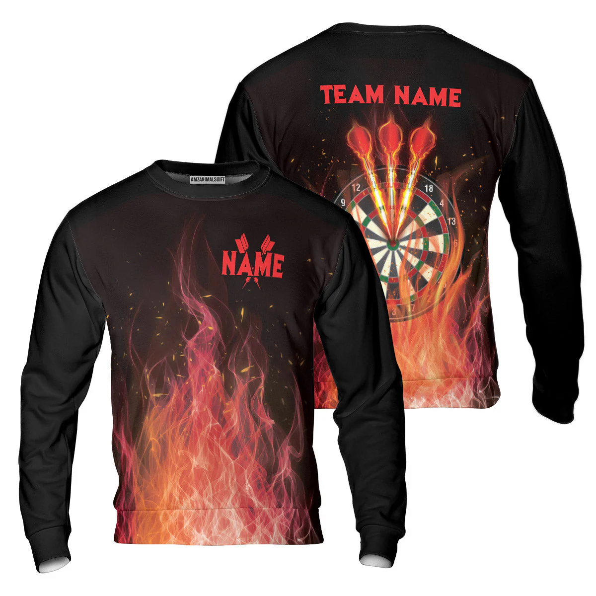 Darts T-Shirt Custom Name And Team Name, Darts Flame Player Uniform, Personalized Shirt For Darts Lovers, Darts Players - Image 7