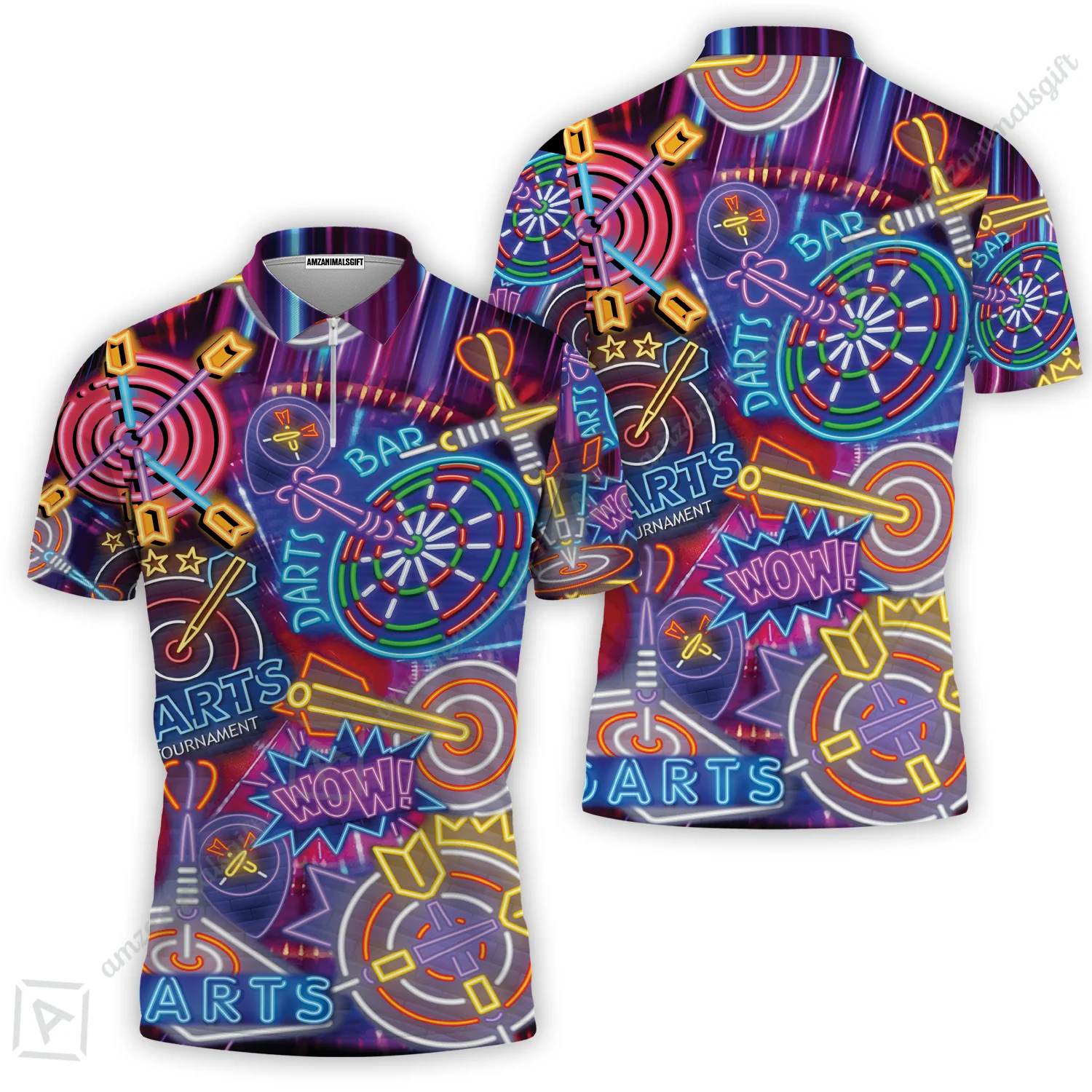 Darts Hawaiian Shirt, Neon Dartboard Hawaiian Shirt For Men Women, Gift For Friend, Darts Lovers, Team, Darts Players - Image 4