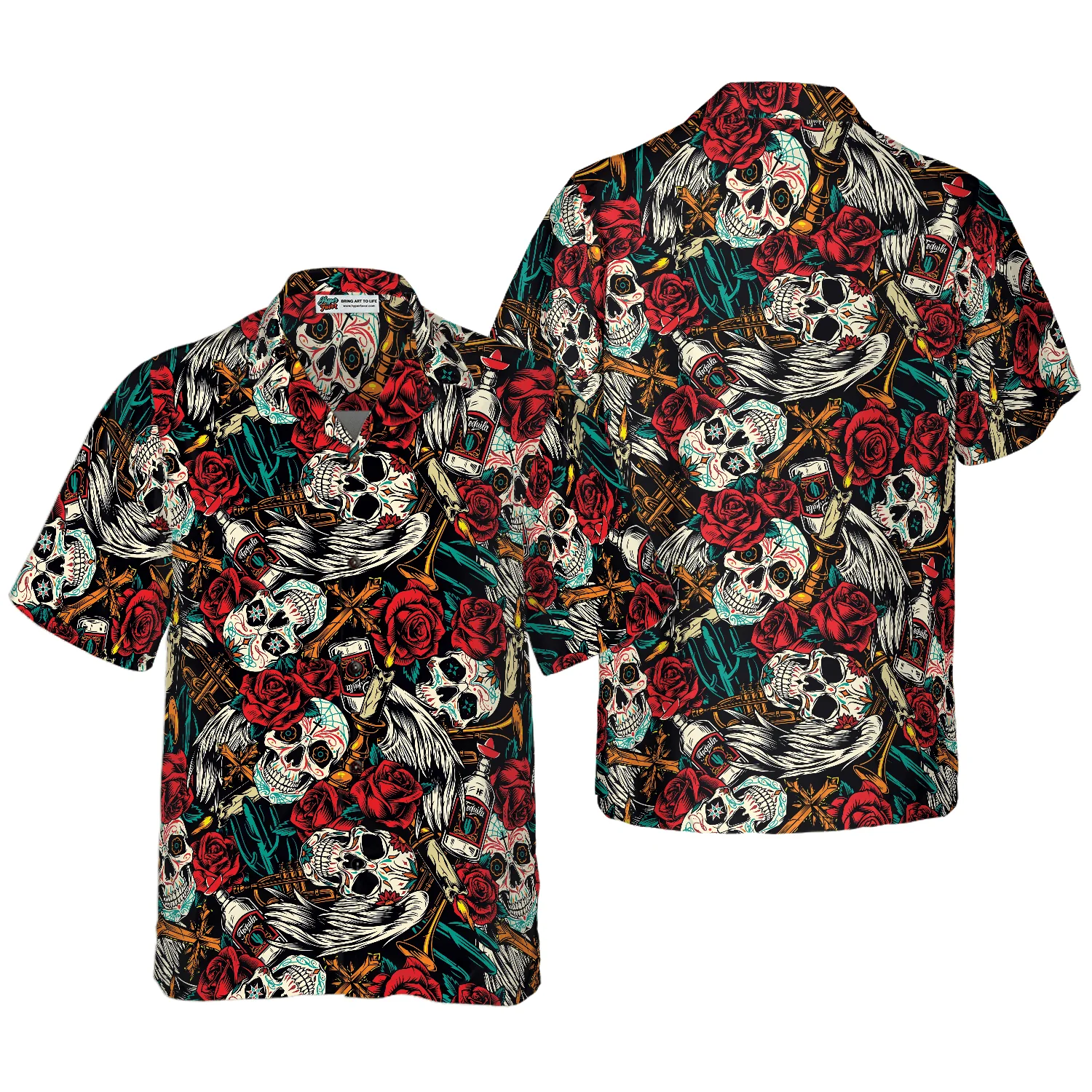 Day Of The Dead Skull Hawaiian Shirt, Best Skull Red Rose Colorful Summer Aloha Shirt For Men Women, Perfect Gift For Friend, Family, Husband, Wife