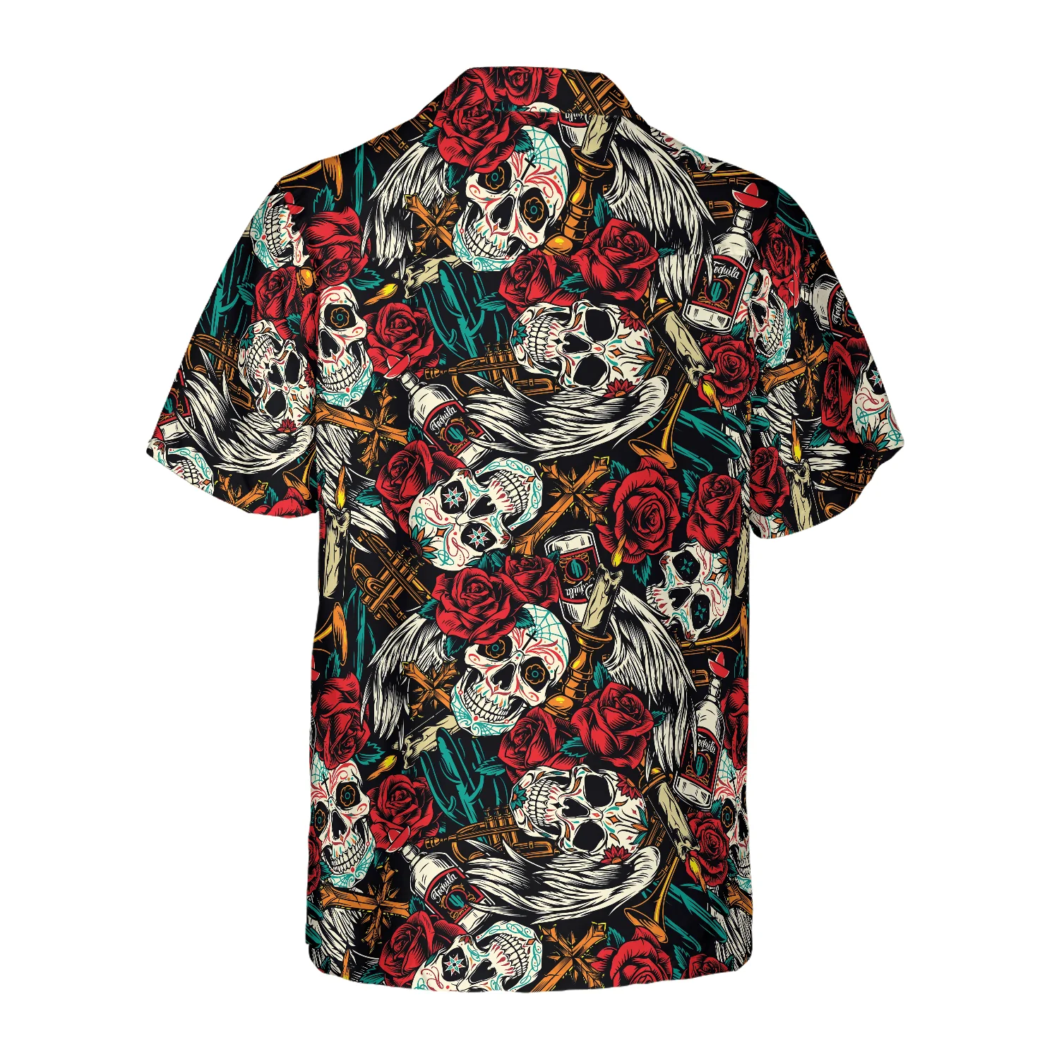 Day Of The Dead Skull Hawaiian Shirt, Best Skull Red Rose Colorful Summer Aloha Shirt For Men Women, Perfect Gift For Friend, Family, Husband, Wife - Image 2