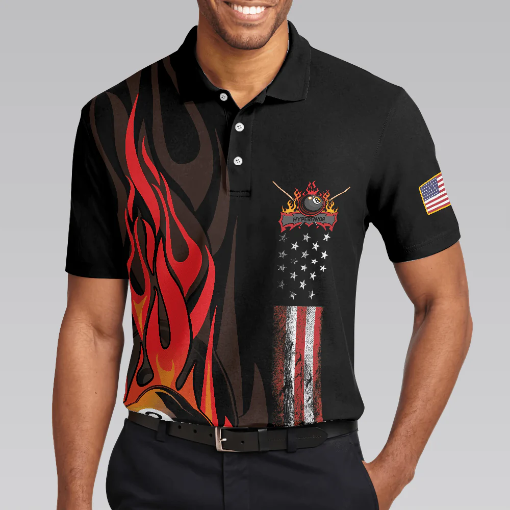 Dinosaur Poolasaurus Flame Skull Billiards Polo Shirt, Short Sleeve Jurassic Billiards Shirt For Men, Gift For Billiards Lovers - Image 5