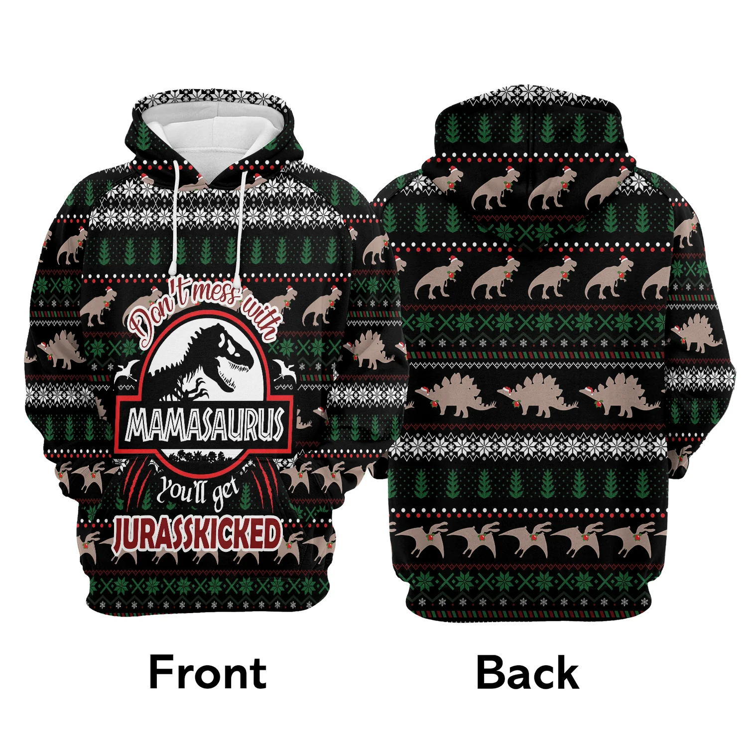 Dinosaur Pullover Premium Hoodie Don't Mess With Mamasaurus, Perfect Outfit For Men And Women On Christmas New Year Autumn Winter - Image 2