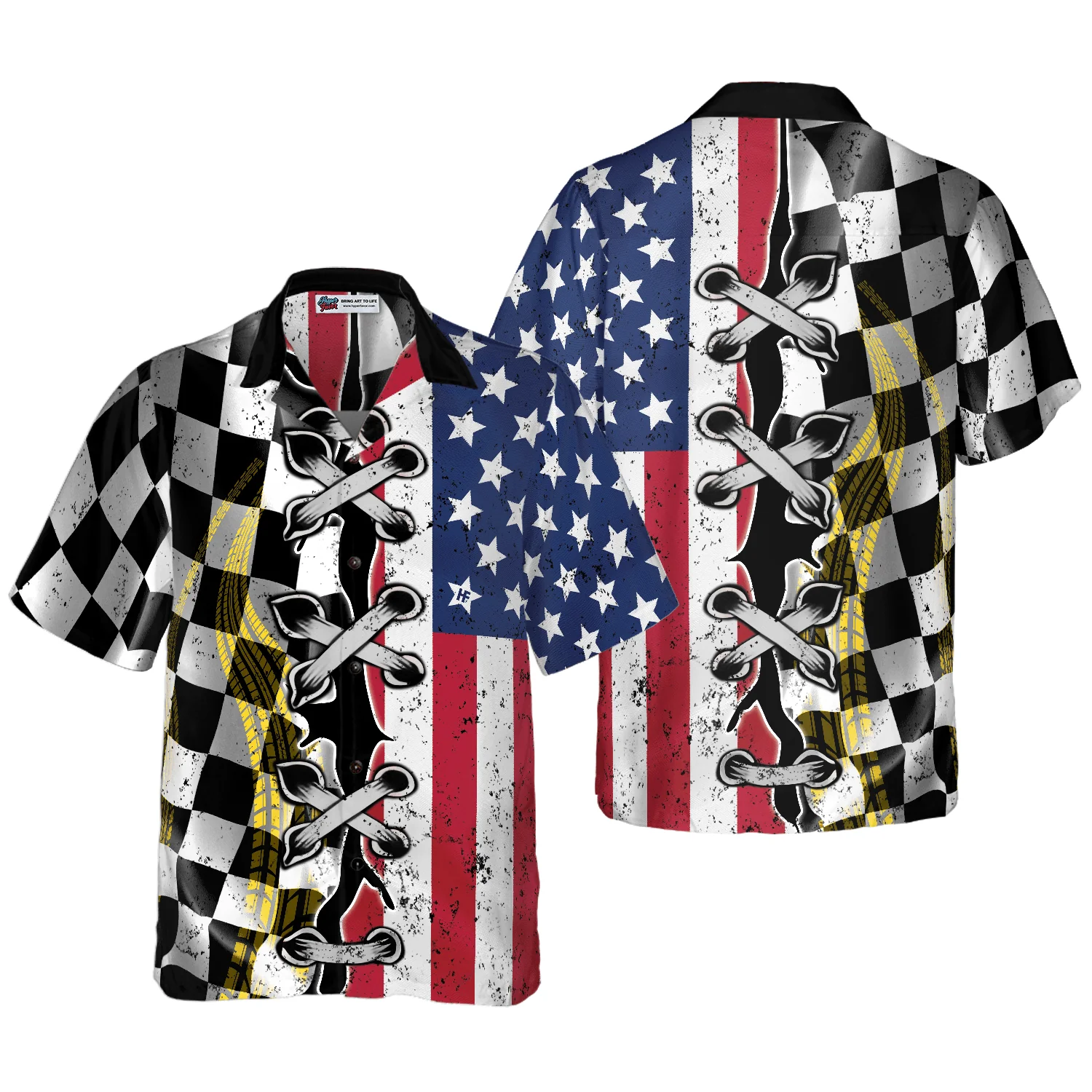 Dirt Track Racing Hawaiian Shirt, Dirt Track Racing American Flag Aloha Hawaiian Shirt For Men Women, Gift For Husband, Wife, Friend, Family
