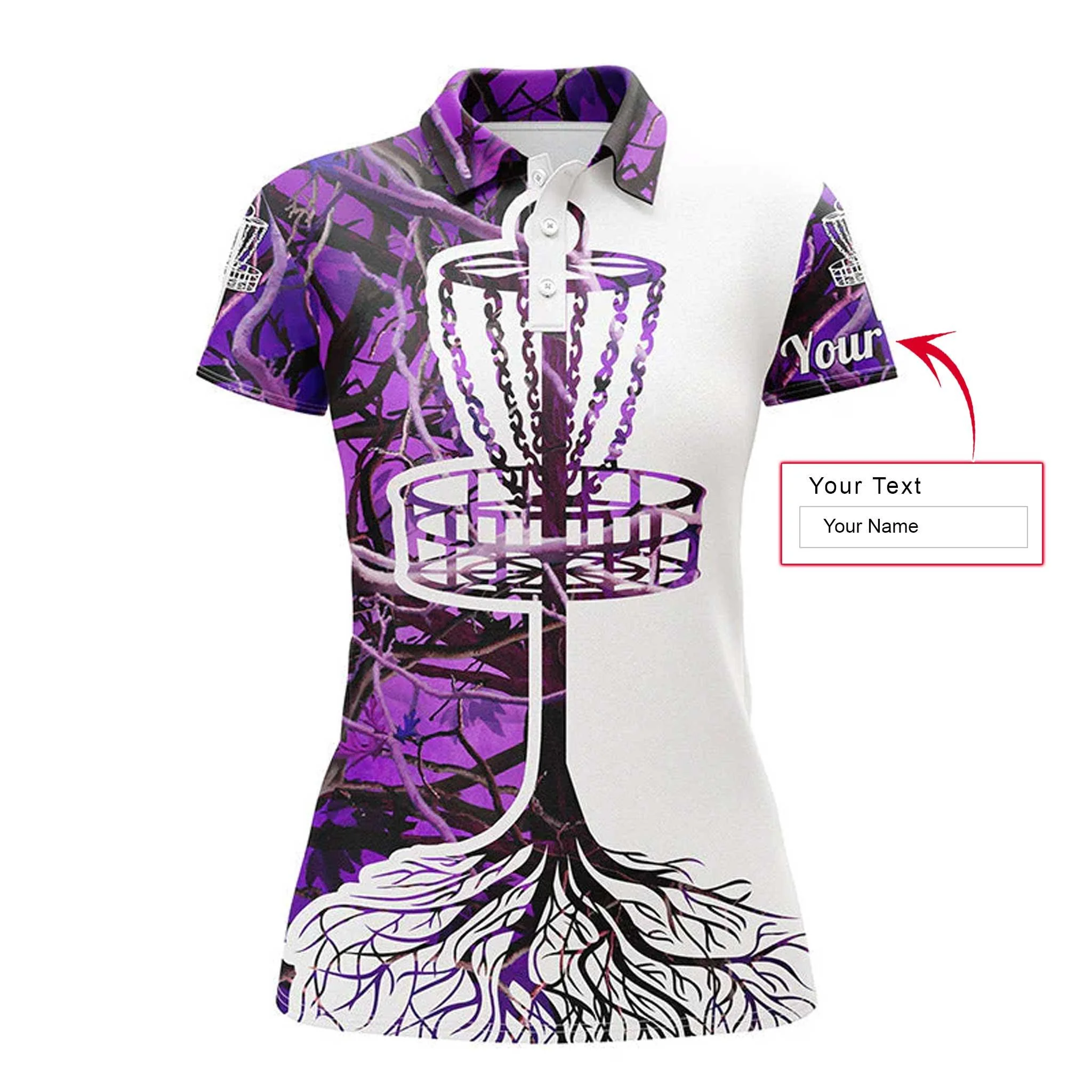 Disc Golf Custom Name Women Polo Shirt, Multi-Color Camo, Disc Golf Basket Personalized Women Polo Shirts, Best Gift For Disc Golf Lovers - Image 4