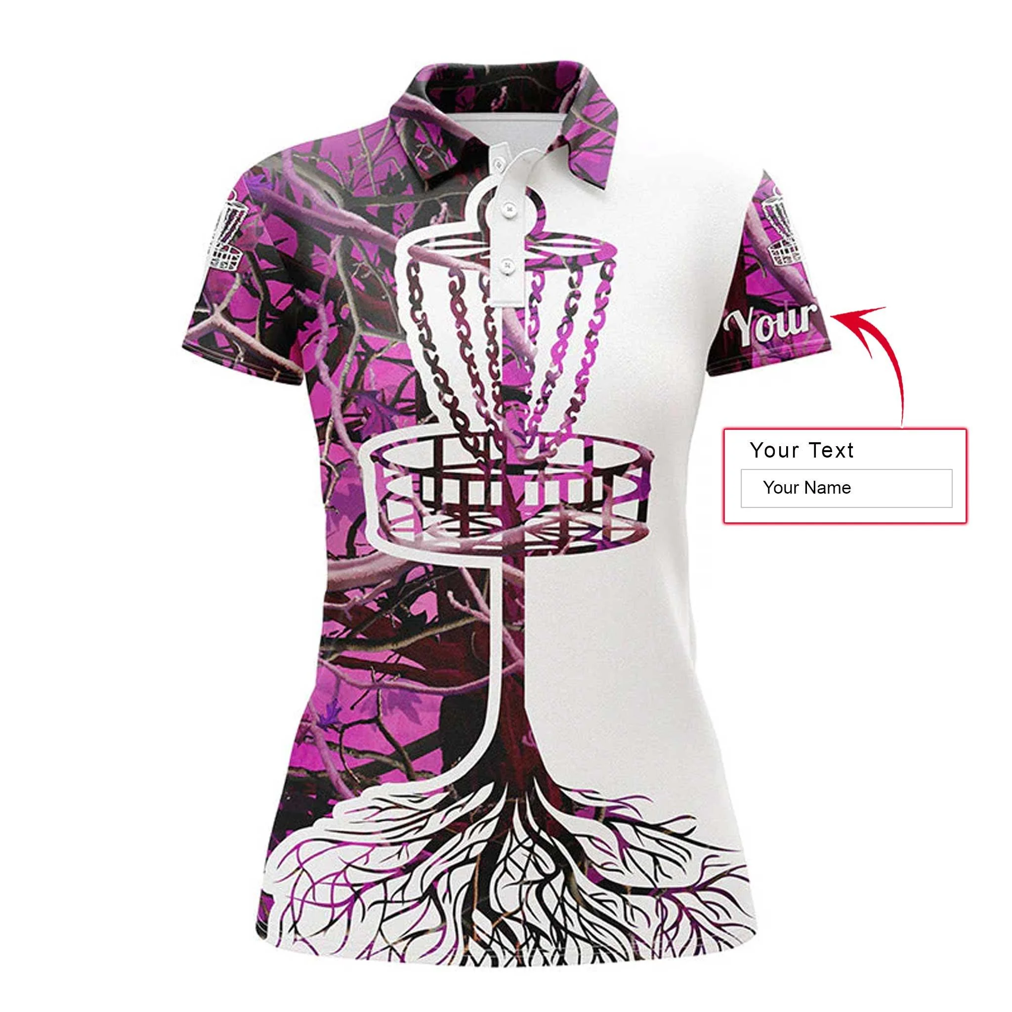 Disc Golf Custom Name Women Polo Shirt, Multi-Color Camo, Disc Golf Basket Personalized Women Polo Shirts, Best Gift For Disc Golf Lovers - Image 6