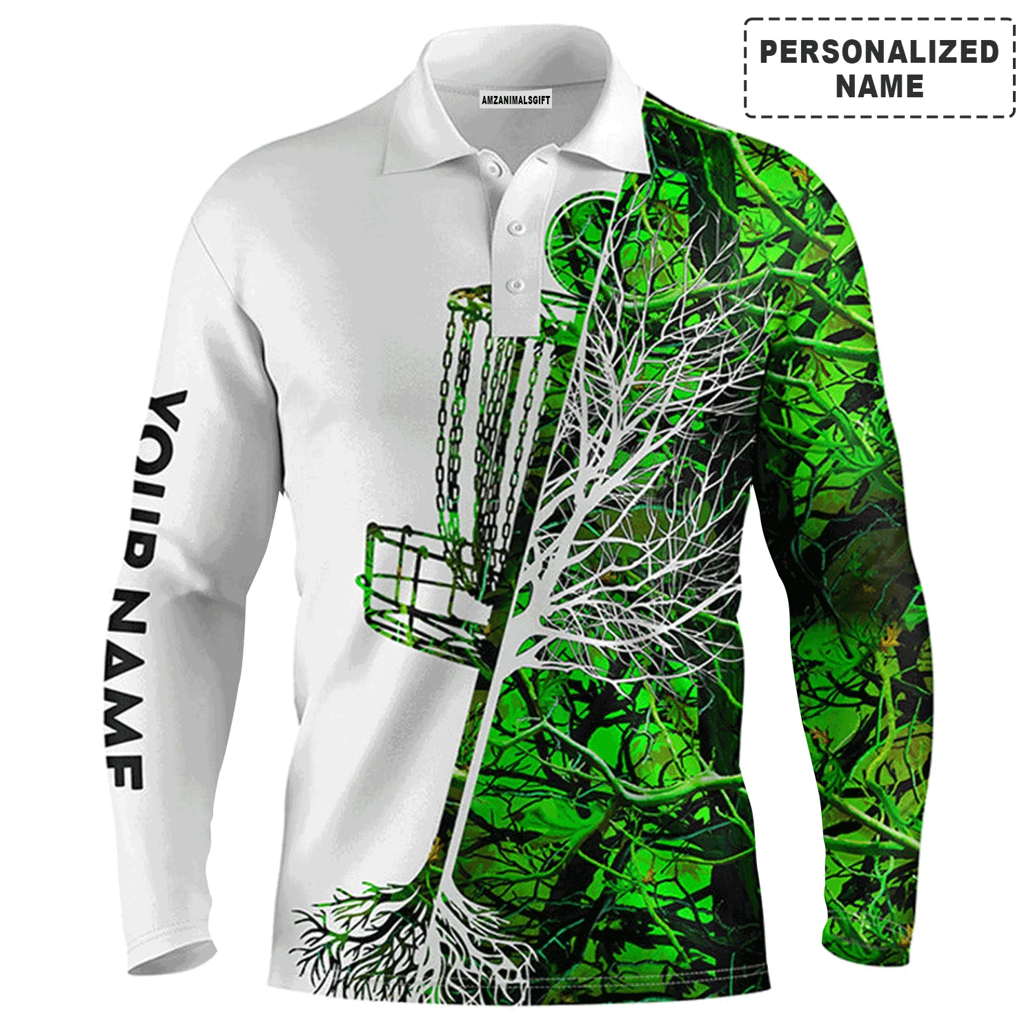 Disc Golf Men Polo Shirt, Custom Name Pink Camo Disc Golf Basket Apparel Men Polo Shirt - Personalized Sports Gift For Men, Husband, Golf Lover - Image 6