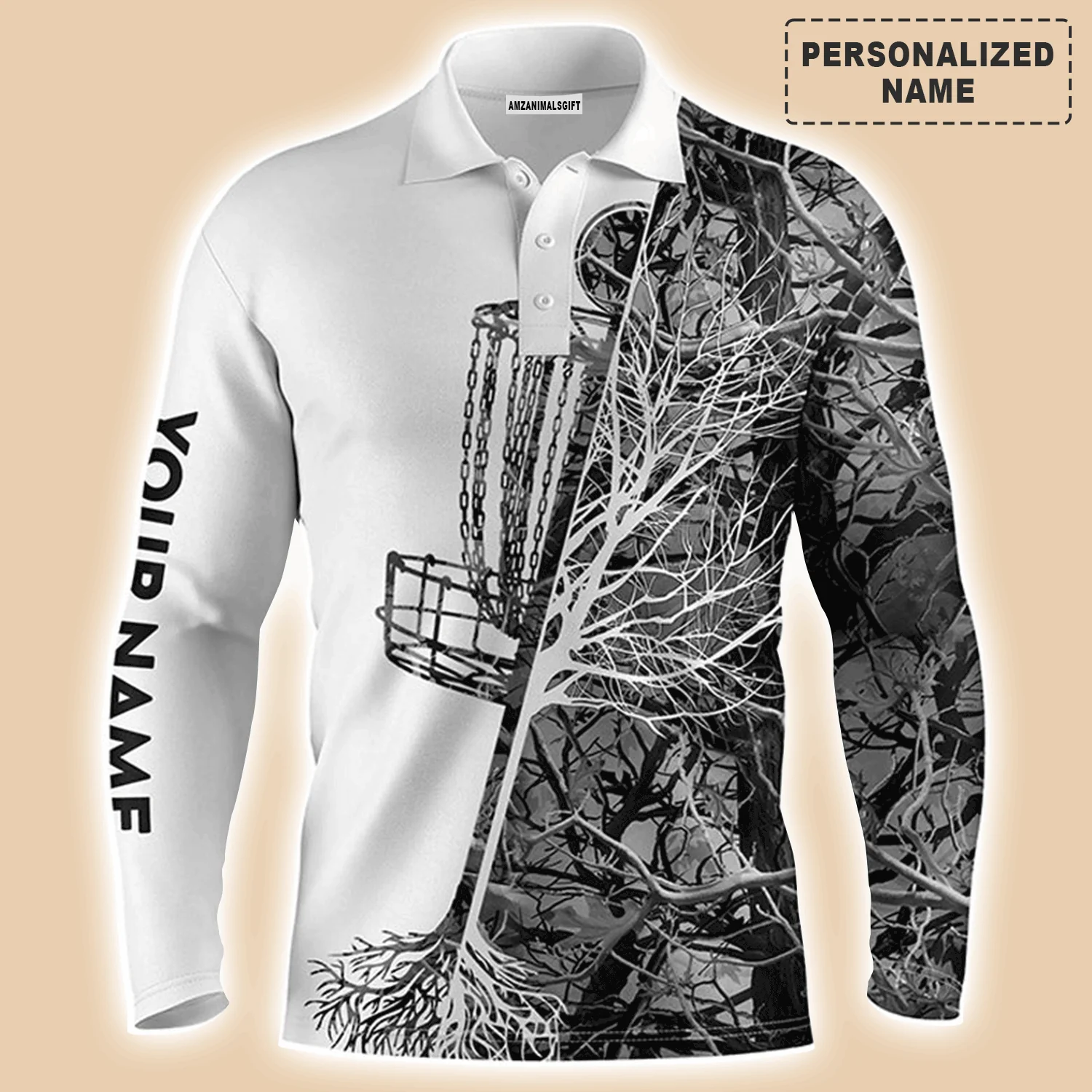 Disc Golf Men Polo Shirt, Custom Name Pink Camo Disc Golf Basket Apparel Men Polo Shirt - Personalized Sports Gift For Men, Husband, Golf Lover - Image 7