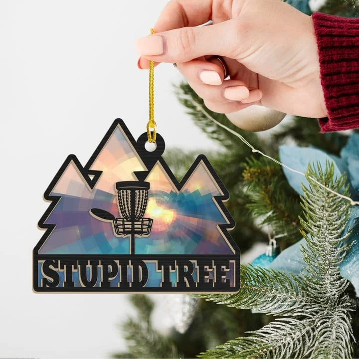 Disc Golf Stupid Tree Acrylic Ornament For Xmas Decor, Christmas Ornament Gift For Family, Hanging Tree - Image 2
