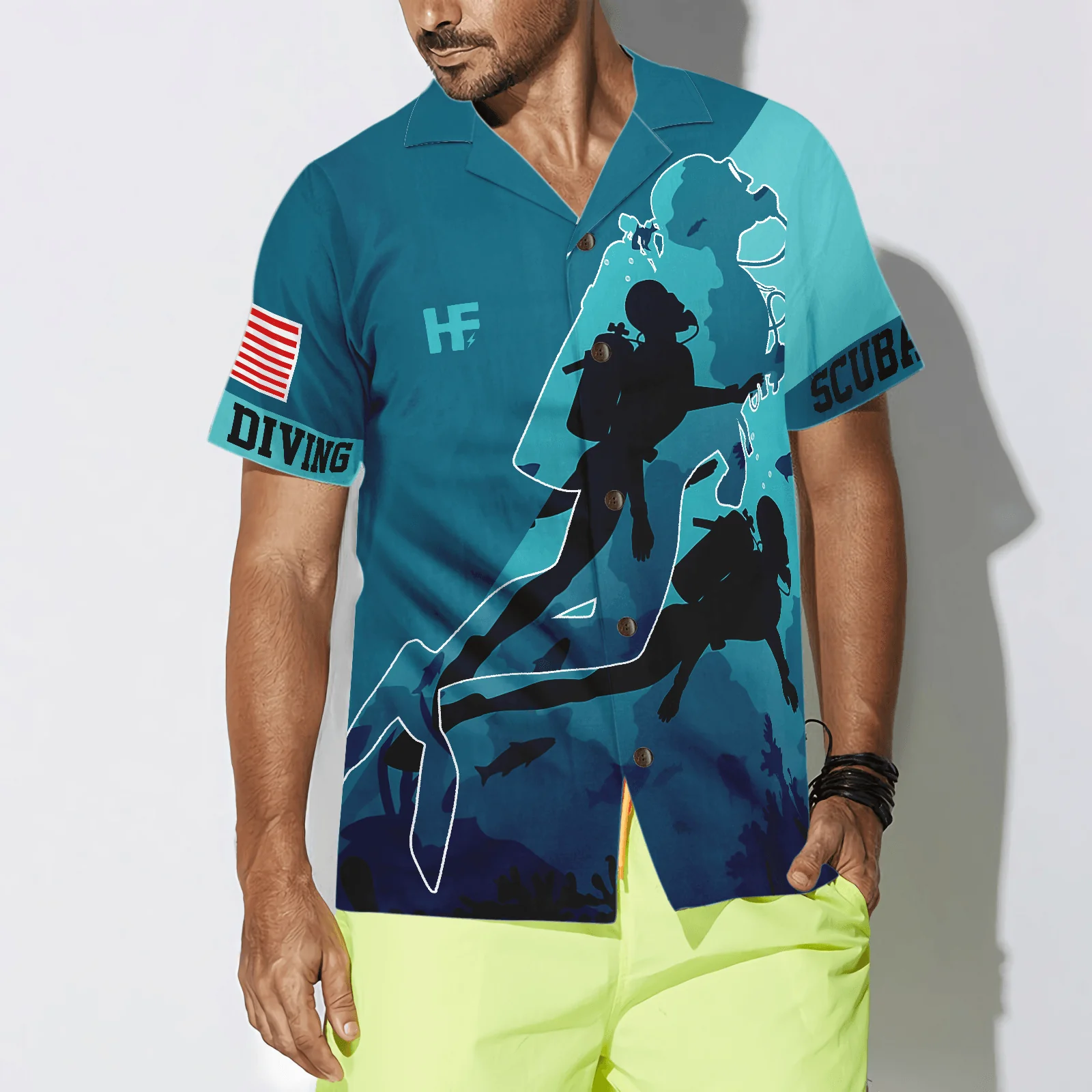 Diving Hawaiian Shirt, Scuba Diving Into The Sea, Colorful Summer Aloha Shirt For Men Women, Perfect Gift For Friend, Diving Lovers - Image 3
