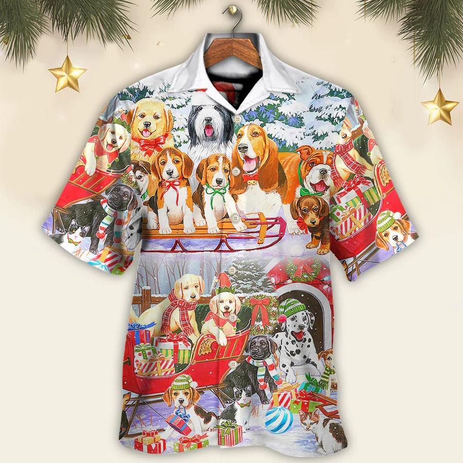 Dog Aloha Hawaii Shirt - Dog Snowman Christmas Tree Merry Xmas Hawaiian Shirt For Summer - Perfect Gift For Dog Lovers, Friend, Family
