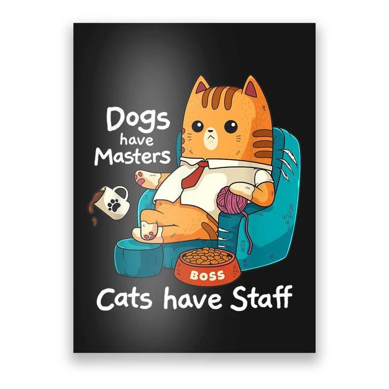 Dog And Cat Portrait Canvas - Dogs Have Masters Cats Have Staff Portrait Canvas - Gift For Family, Friends, Dog Lovers, Cat Lovers