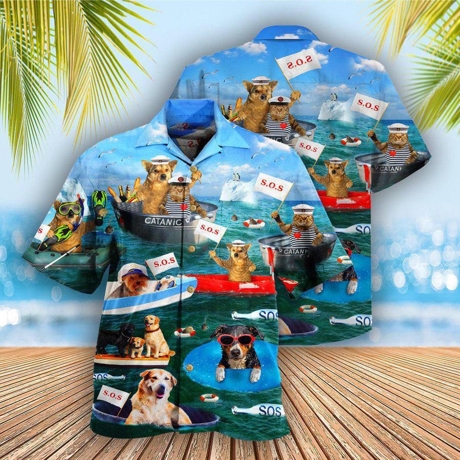 Dog Cat Hawaiian Shirt, Dogs And Cats Funny Team Aloha Hawaiian Shirt For Summer, Gift For Men Women, Dog Cat Lovers, Dog Cat Mom Dad - Image 2
