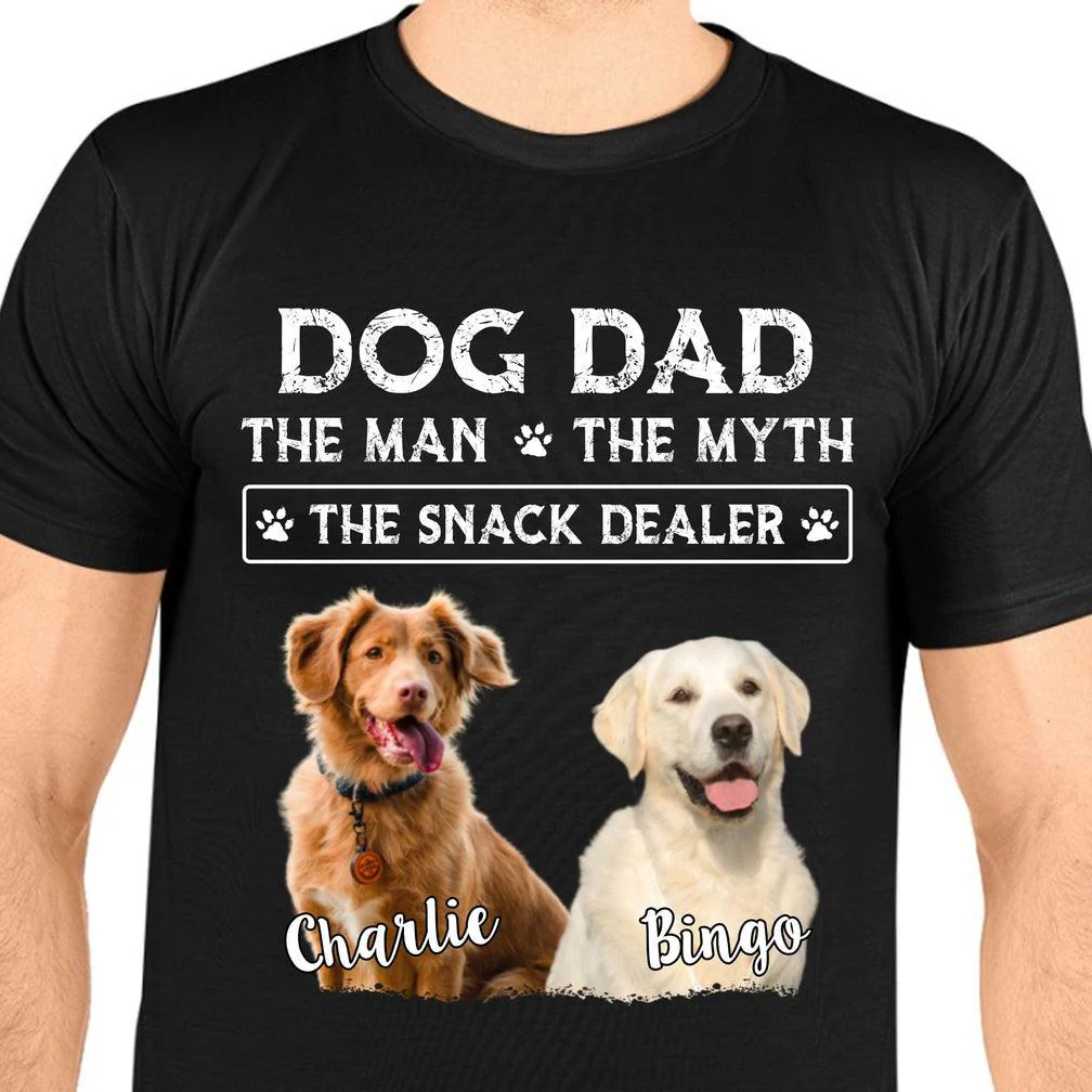 Dog Custom T Shirt Happy Father's Day - Dog Dad The Man The Myth The Snack Dealer Personalized T-Shirt, Gift For Dog Lovers, Dog Dad, Father's Day - Image 2