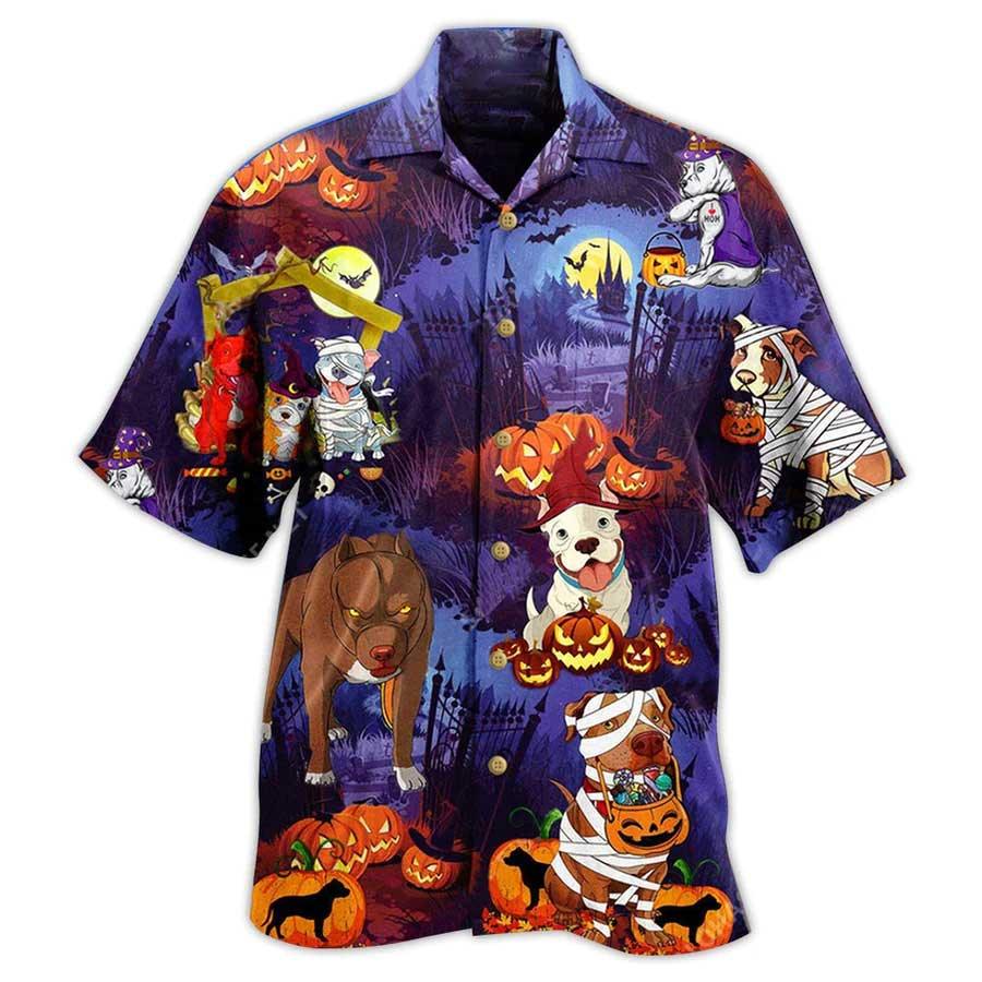 Dog Hawaiian Shirt, Halloween Dogs Night Scary Aloha Hawaiian Shirt For Summer, Dog Hawaiian Shirts Matching Outfit For Men Women, Dog Lovers - Image 3