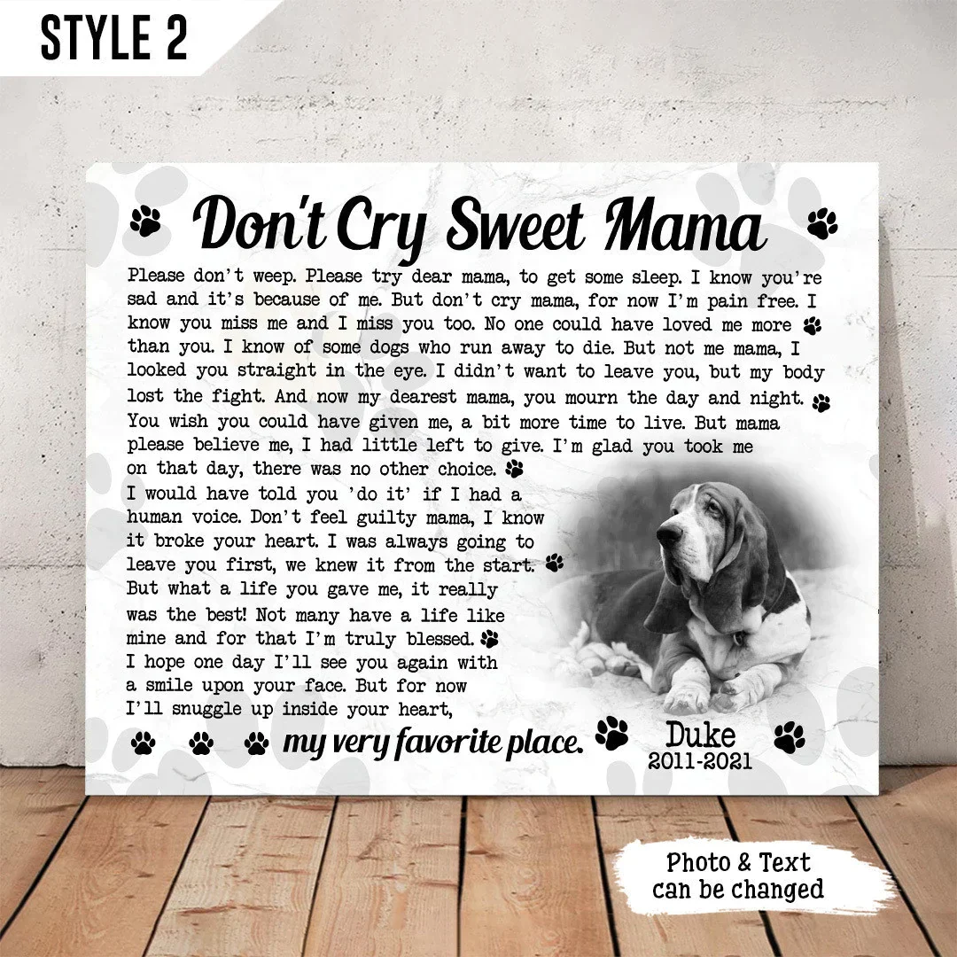 Dog Cat Landscape Canvas - Personalized Dog Cat Memorial Canvas - Custom Gift For Dog Cat Lovers - Don't Cry Sweet Mama Dog Cat Landscape Canvas - Image 3