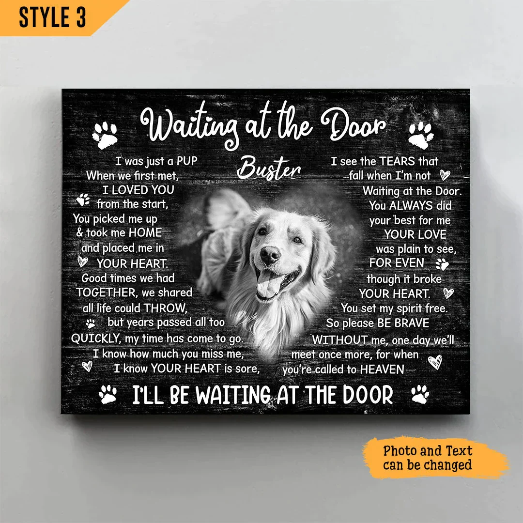 Dog Cat Landscape Canvas - Personalized Dog Cat Memorial Canvas - Custom Gift For Dog Cat Lovers - I'll Be Waiting At The Door Landscape Canvas - Image 3