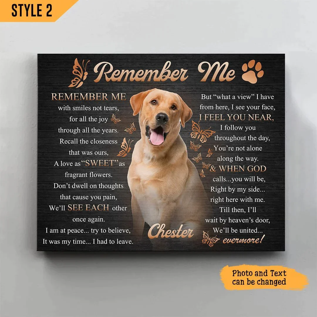 Dog Cat Landscape Canvas - Personalized Dog Cat Memorial Canvas - Custom Gift For Dog Cat Lovers - Remember Me With Smiles Not Tears Landscape Canvas - Image 2
